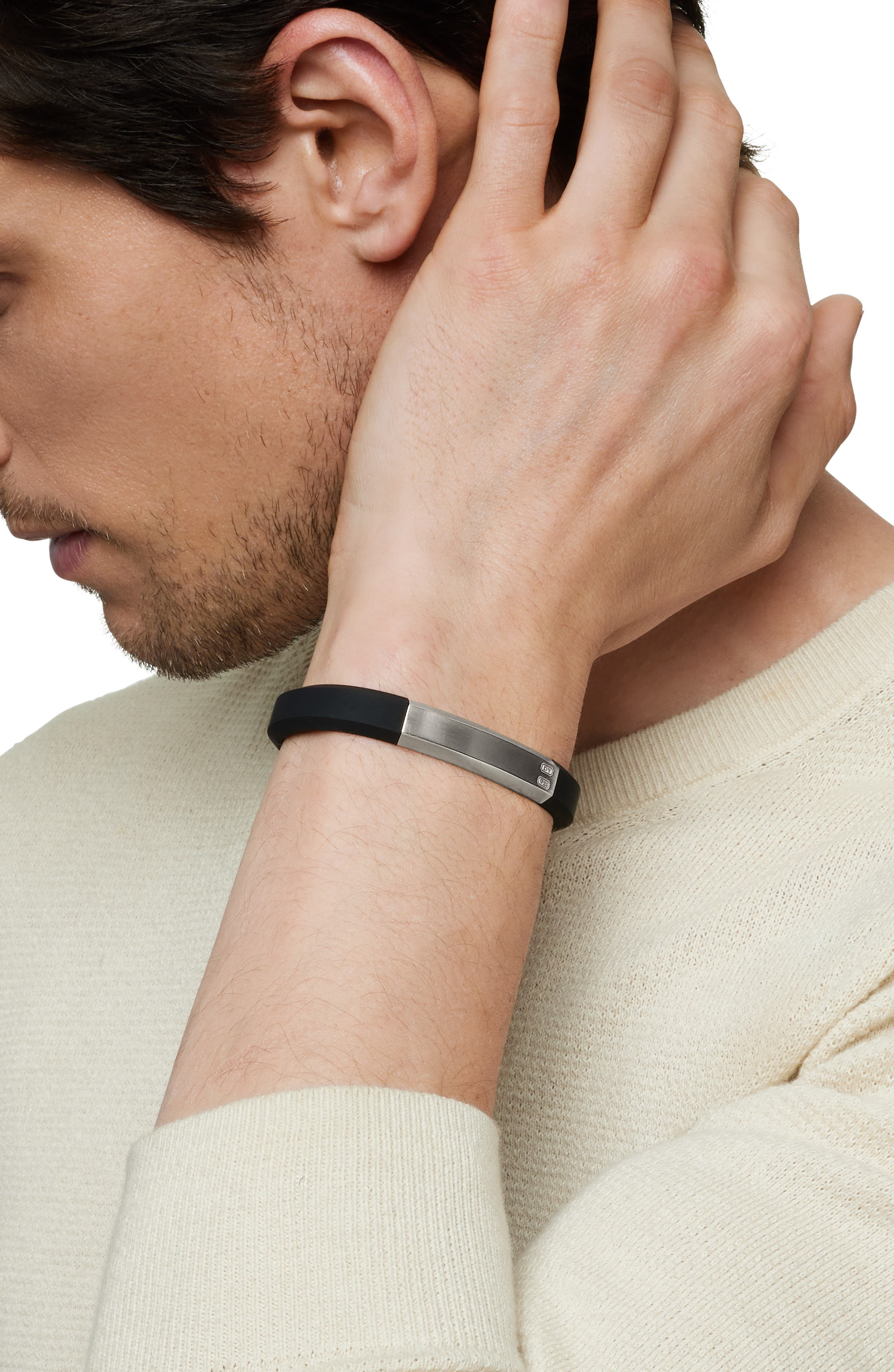 David Yurman Streamline ID Black Rubber Bracelet in Sterling Silver/Black at Nordstrom - 2
