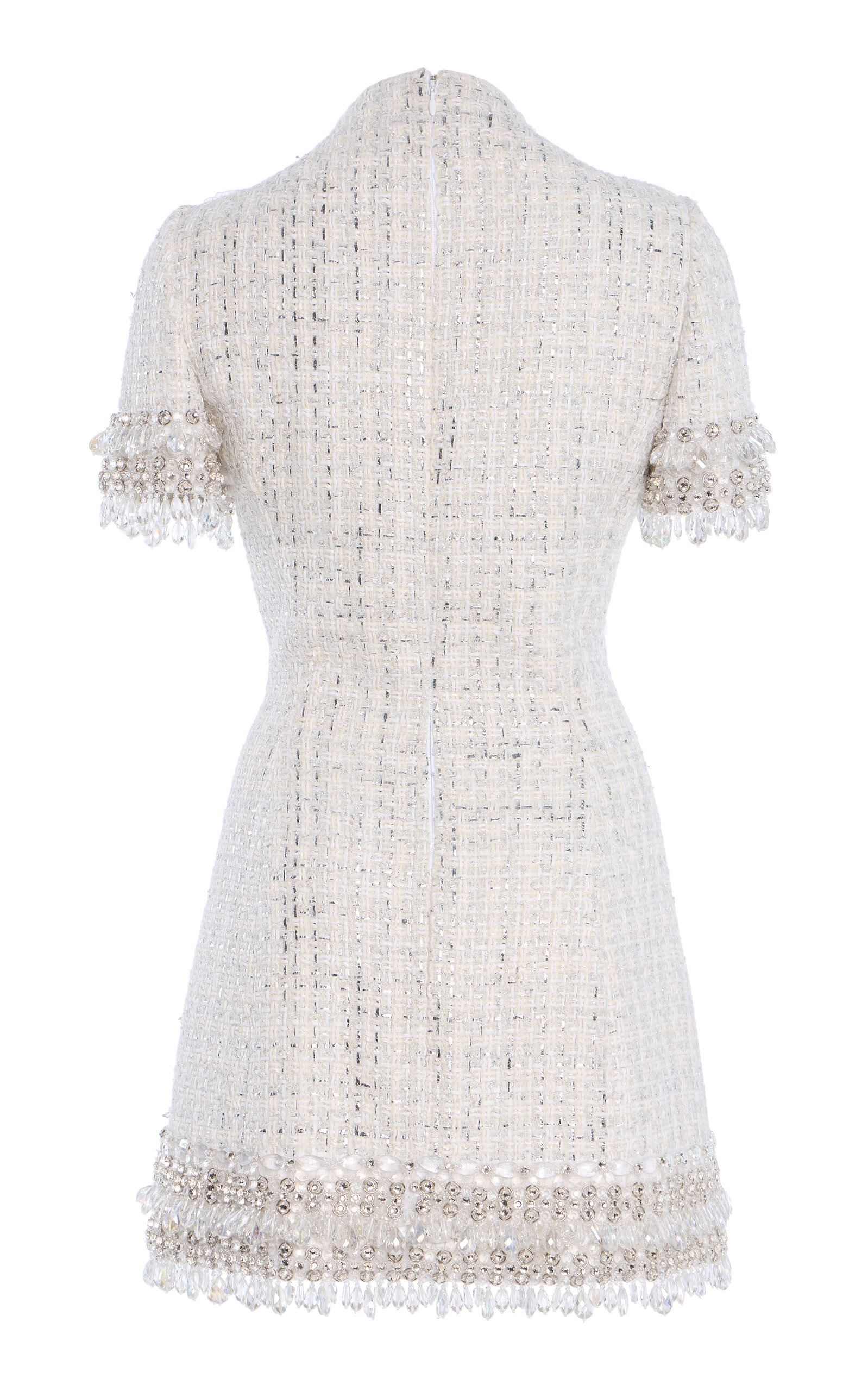Embellished Tweed Mini Dress ivory - 6