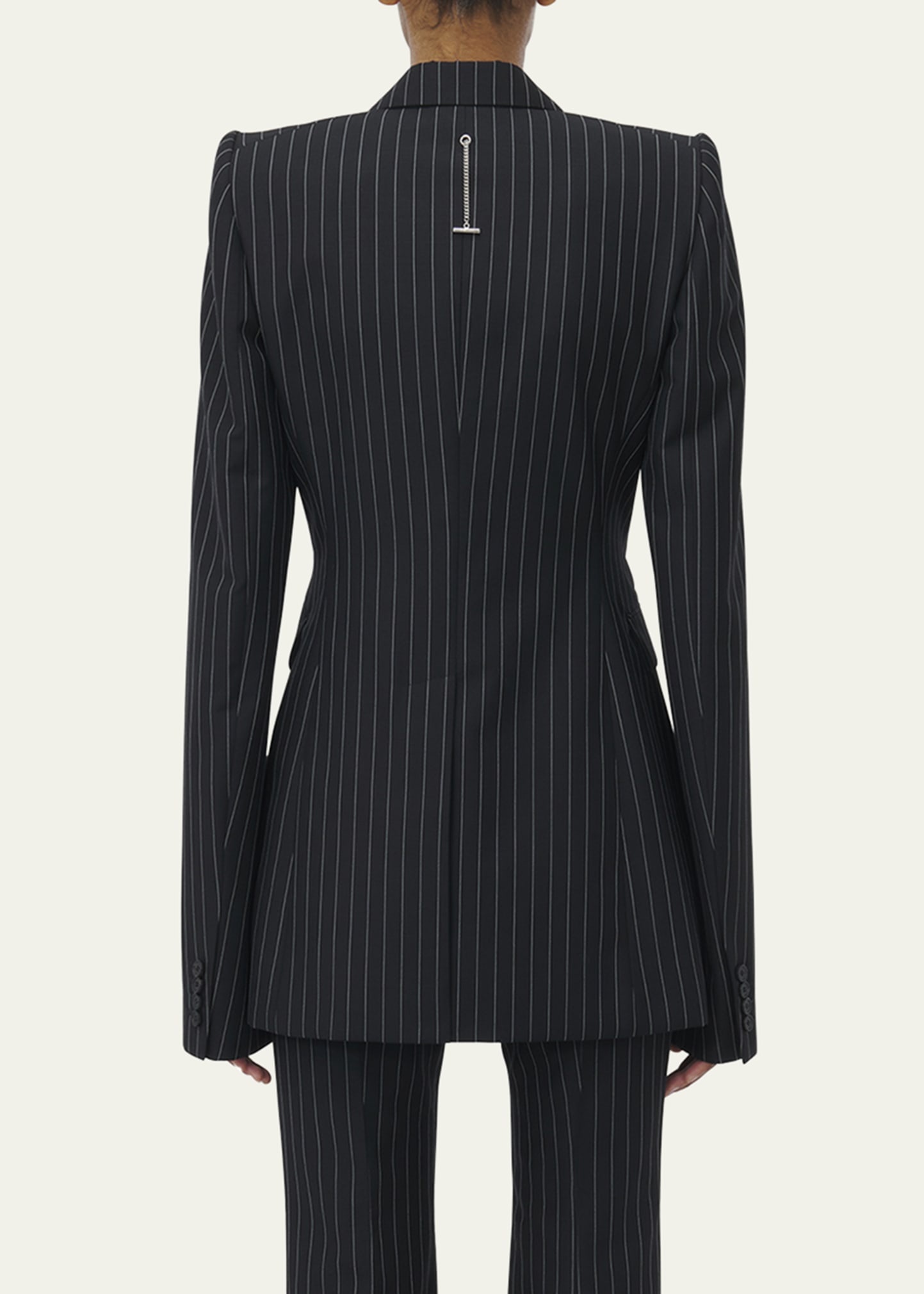 Pinstripe Single-Breasted Blazer - 3