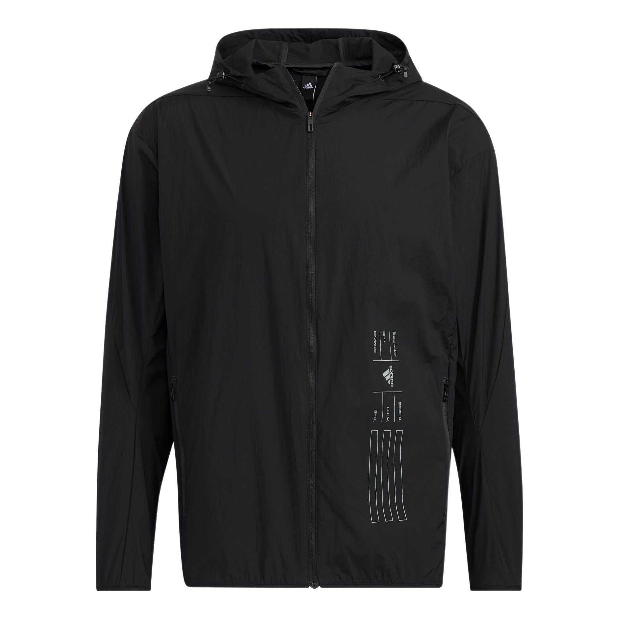 adidas Solid Color Sports Hooded Jacket Black HE9915 - 1