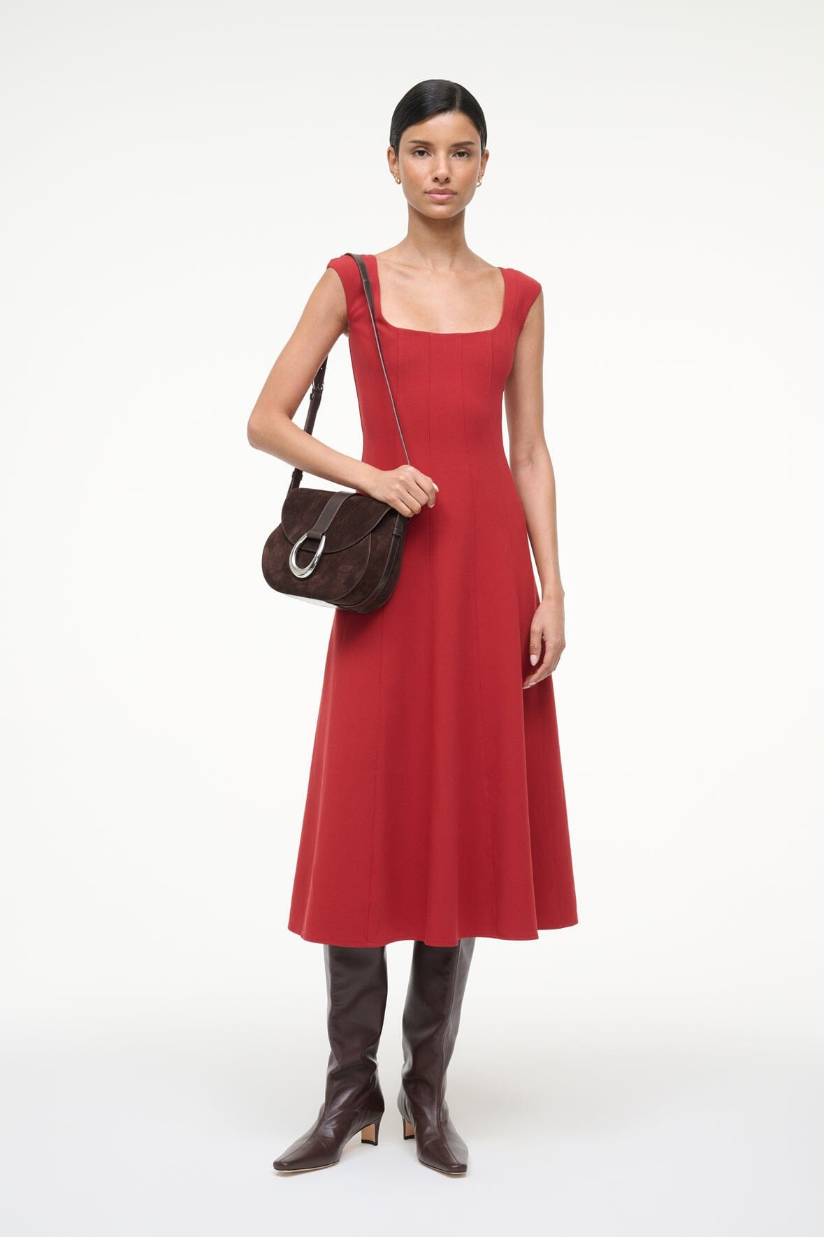 STAUD CHARLOTTE DRESS ROUGE - 8