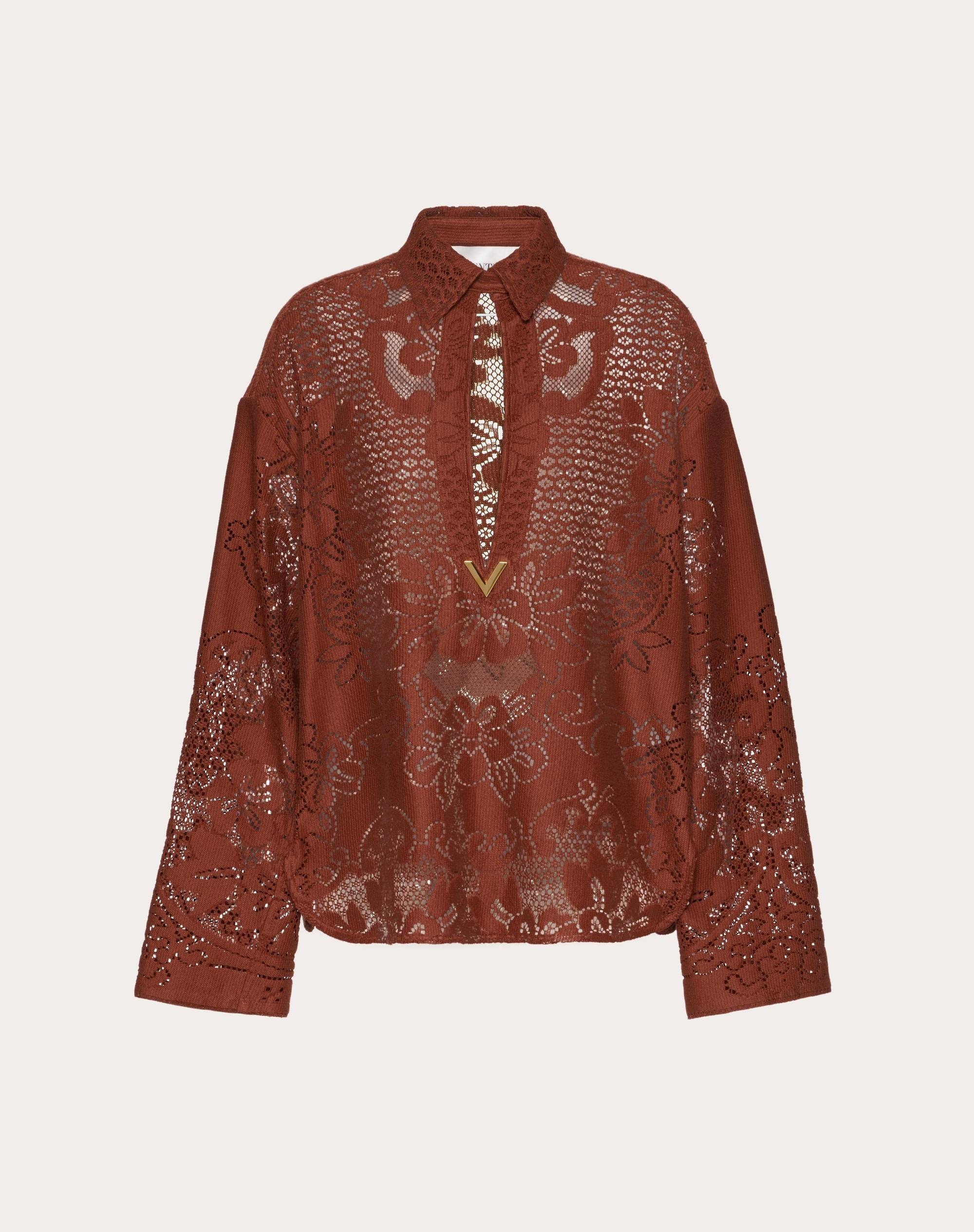 VGOLD SHIRT IN PEONIES BLANKET COTTON LACE - 1