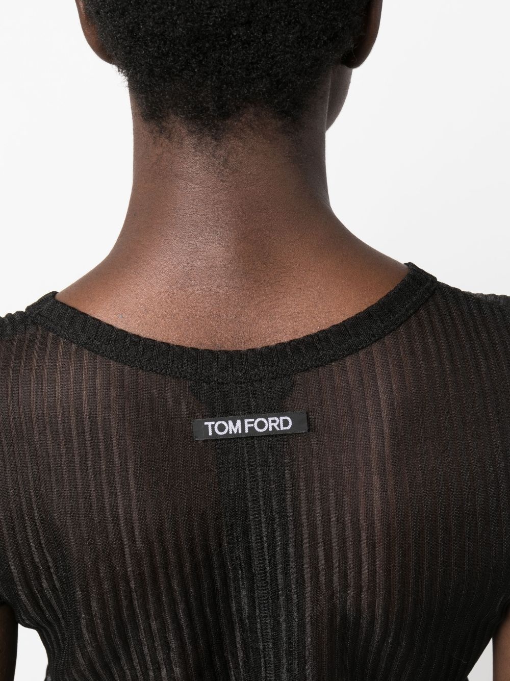 sheer crewneck T-shirt - 5