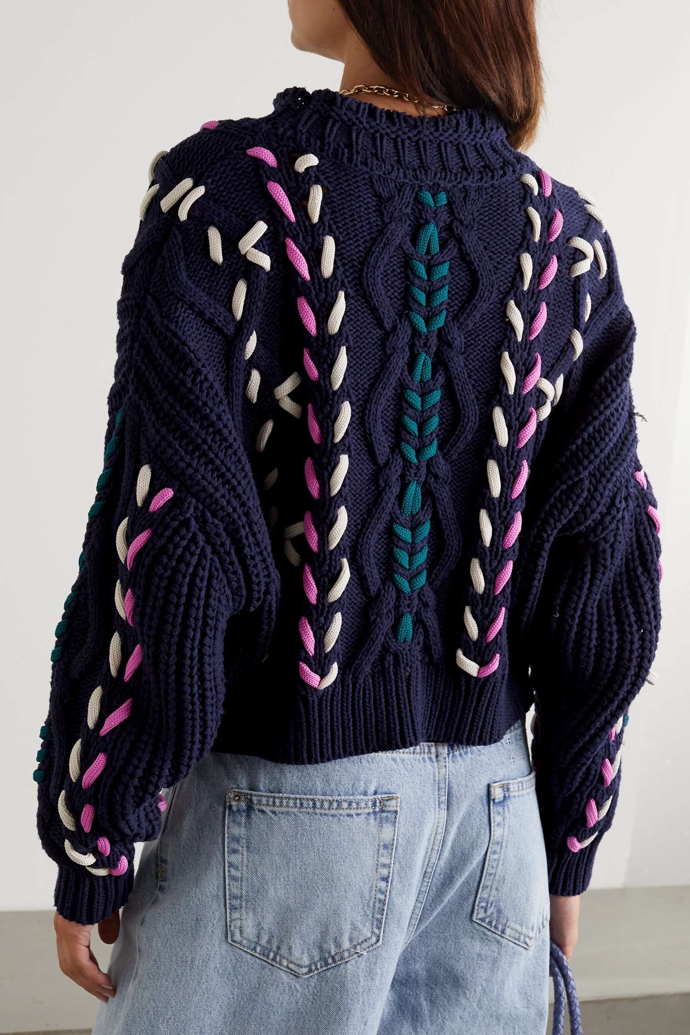 Zola embroidered cable-knit sweater - 3