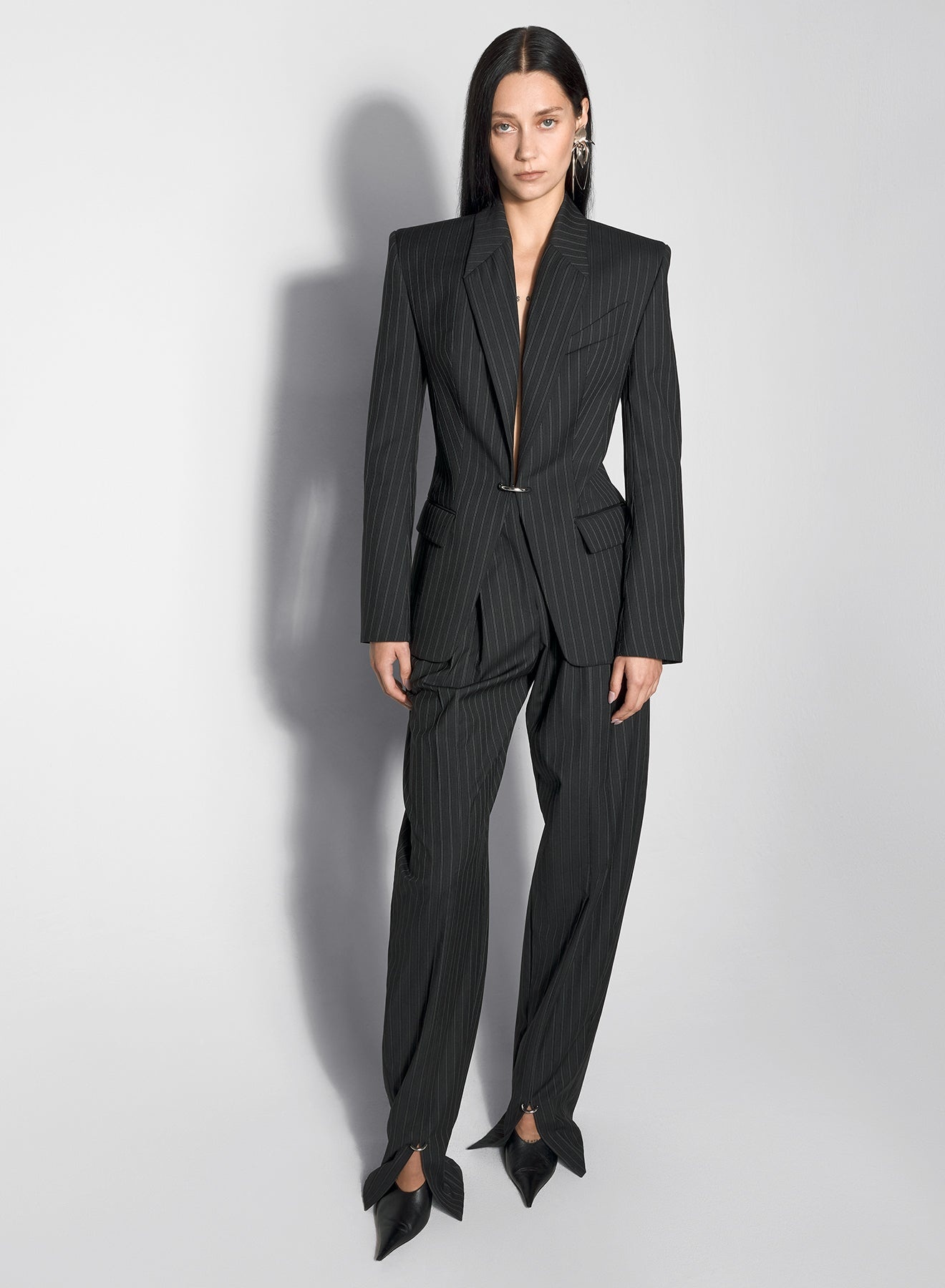 pinstripe pierced tailored jacket - 4