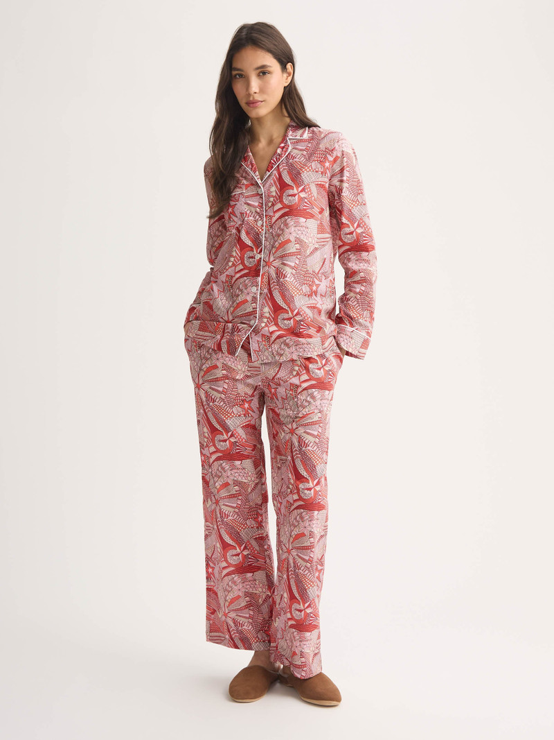 Derek Rose Women's Pajamas Cotton Batiste Rustic Red Celebration Print outlook
