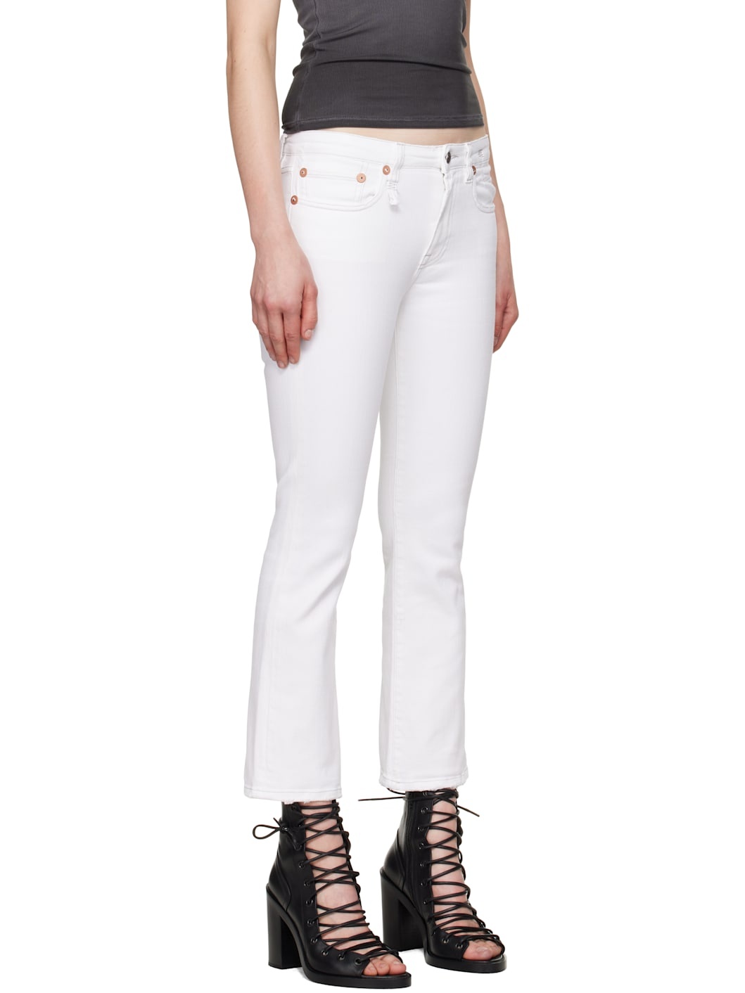 White Kick Fit Jeans - 2