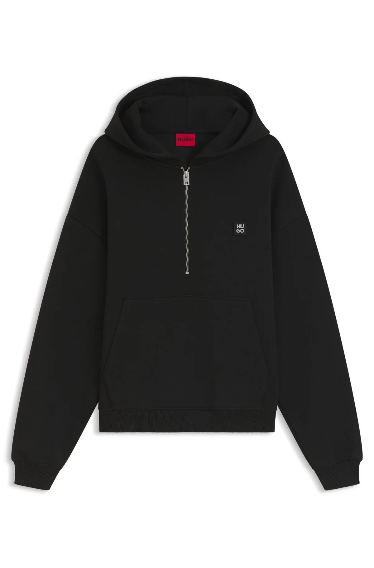 ZIPPER NECK HOODIE IN A STRUCTURED COTTON BLEND - 1