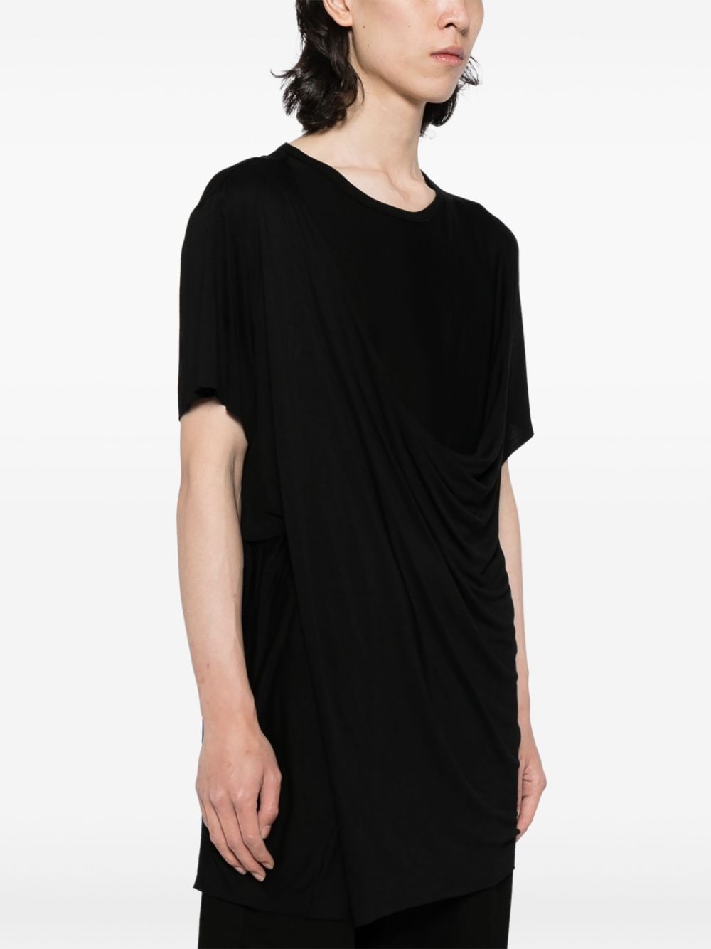 draped round-neck T-shirt - 3