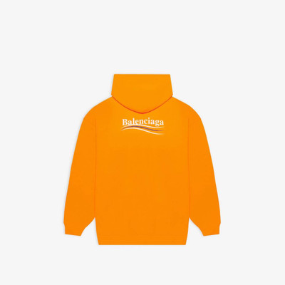 BALENCIAGA Men's Political Campaign Medium Fit Hoodie in Fluo Orange outlook