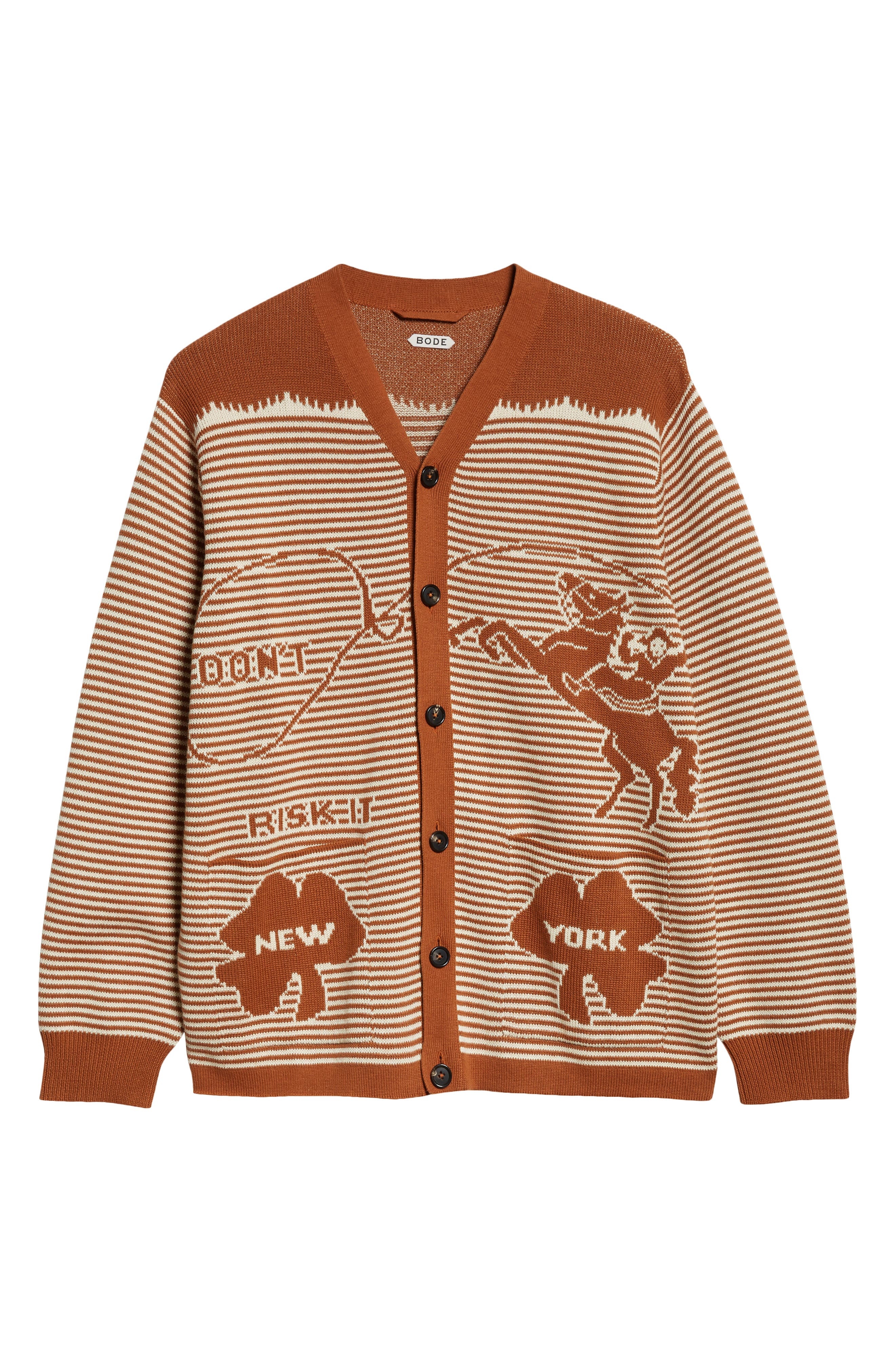 Bode Buckaroo Cardigan in Brown/Cream at Nordstrom - 6