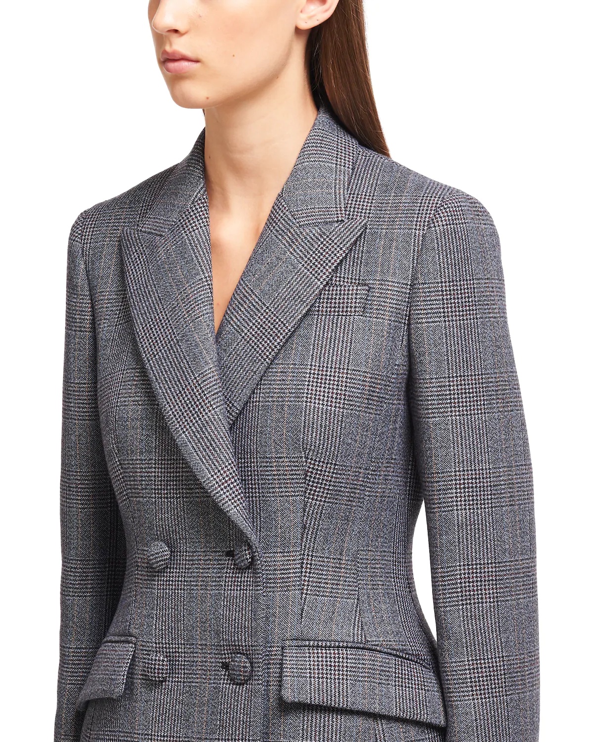 Double-breasted Prince of Wales check fitted jacket - 5