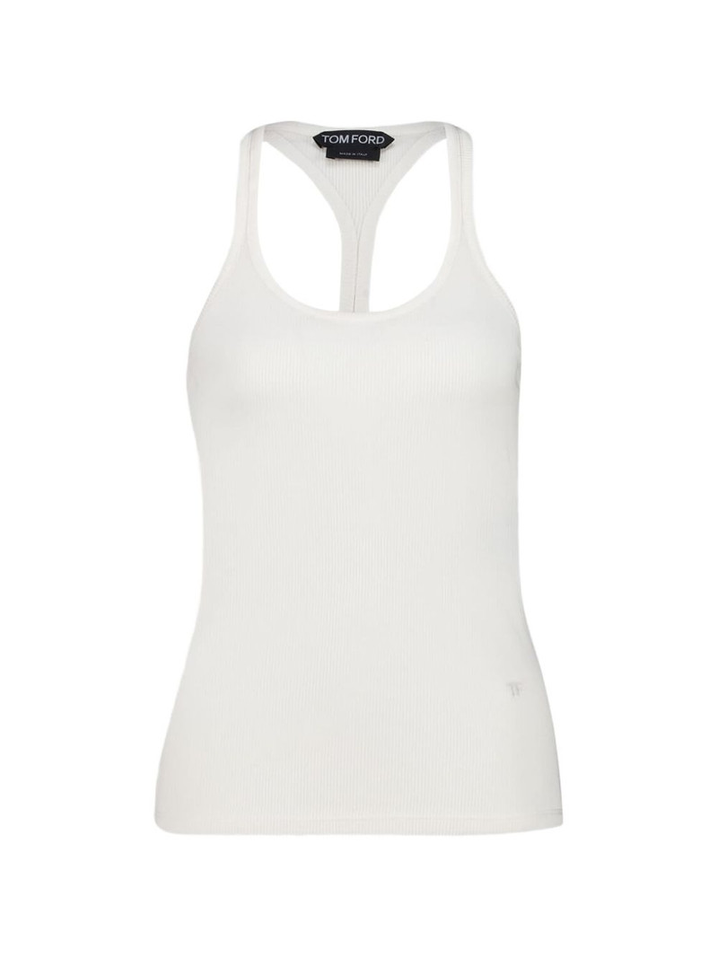 optical white racer-back tank top 1