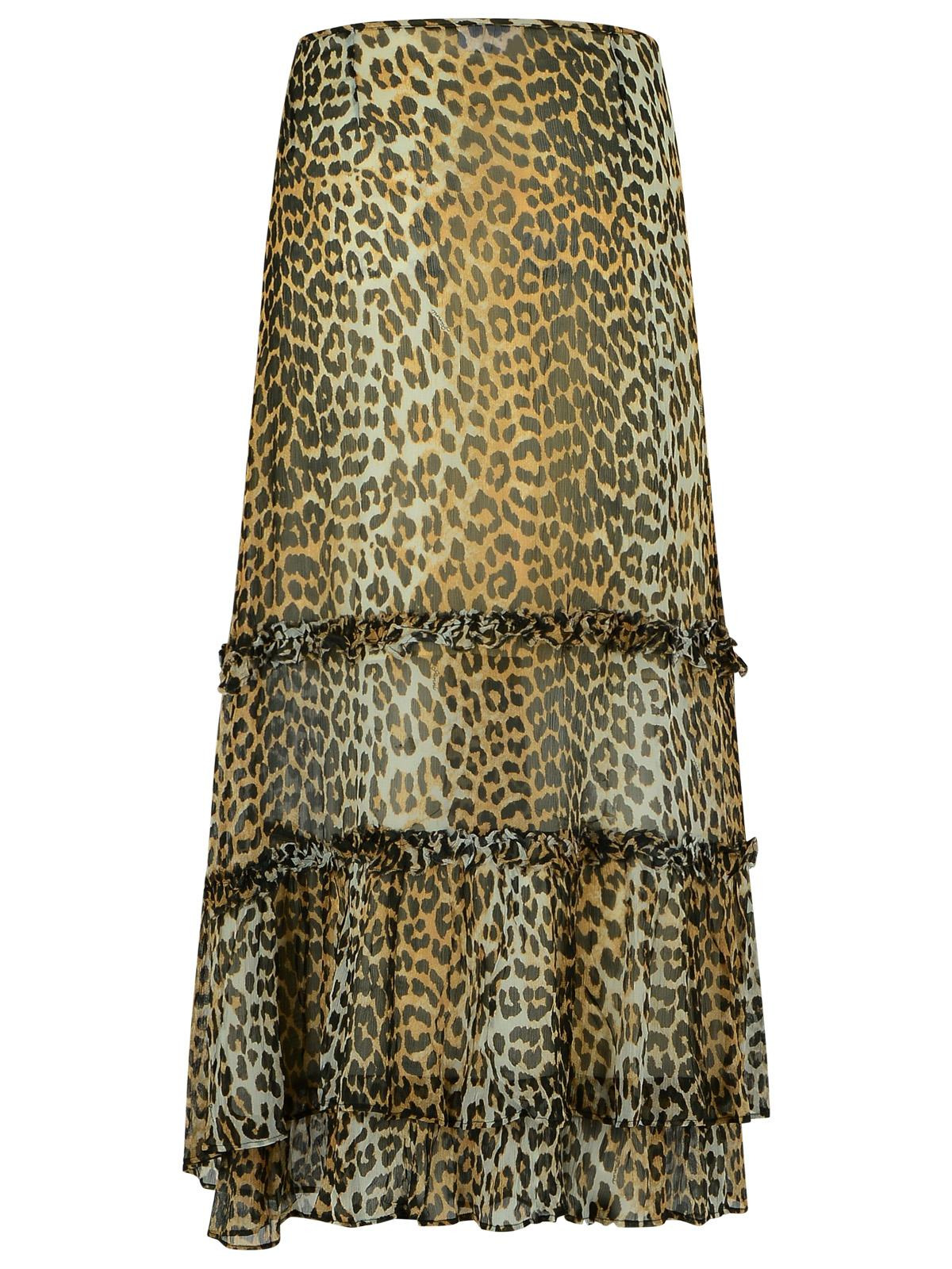 Ganni Long Skirt In Viscose 'Chiffon' With Leopard Print Women - 3