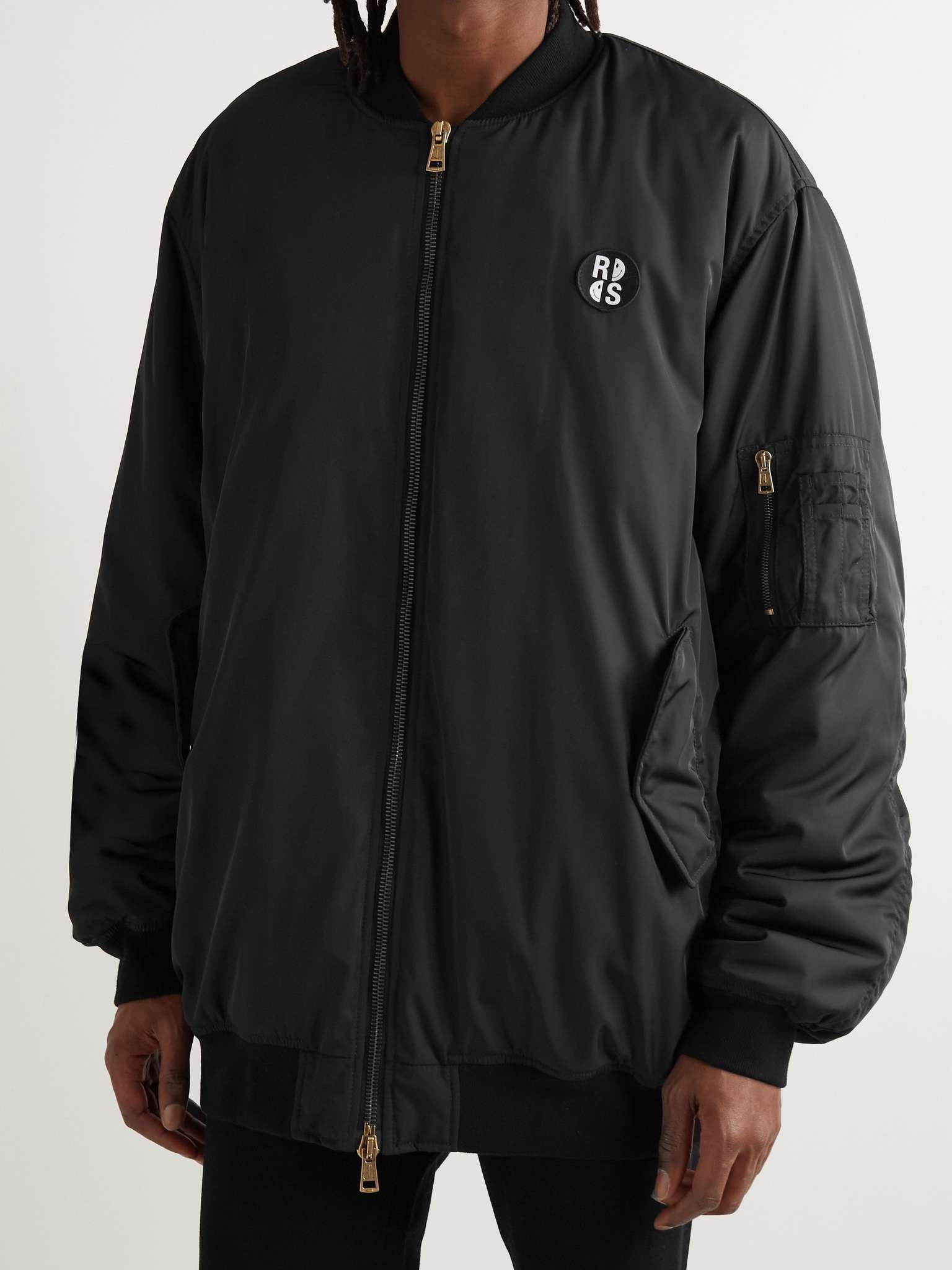 + Smiley Logo-Print Shell Padded Bomber Jacket - 6