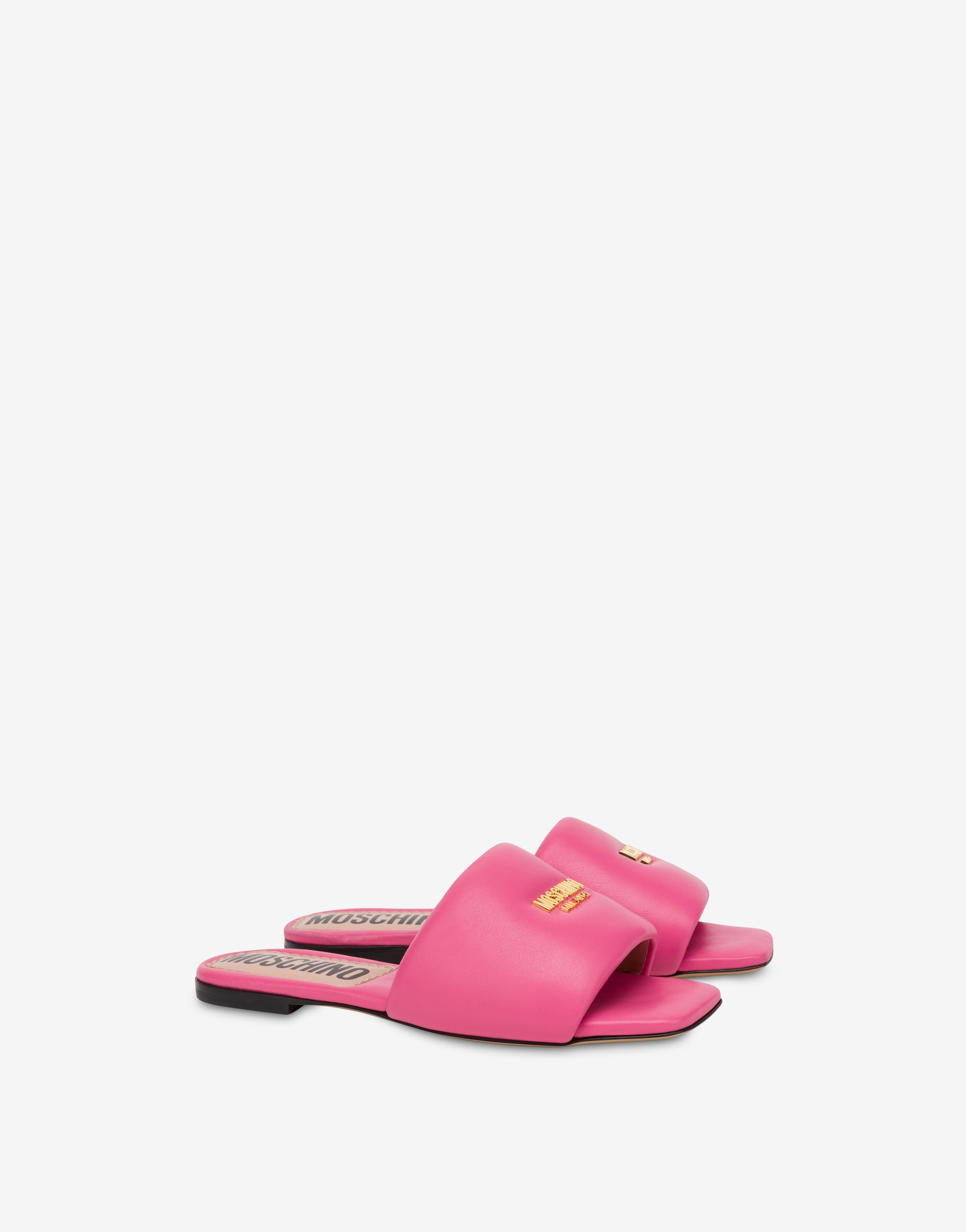 METAL LOGO NAPPA LEATHER FLAT SANDALS - 1