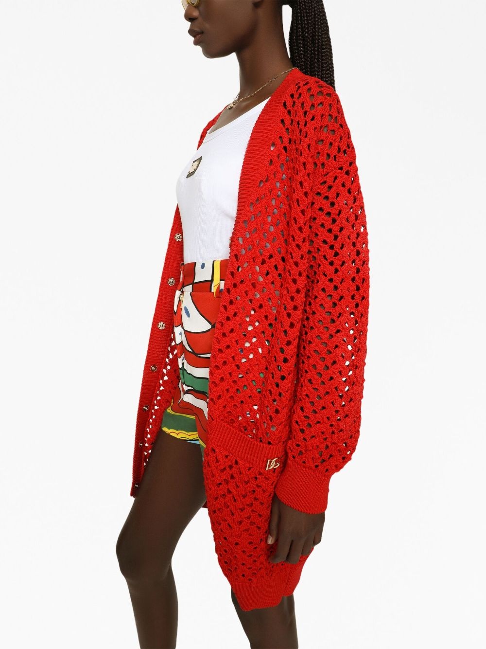 open-knit cotton cardigan - 5