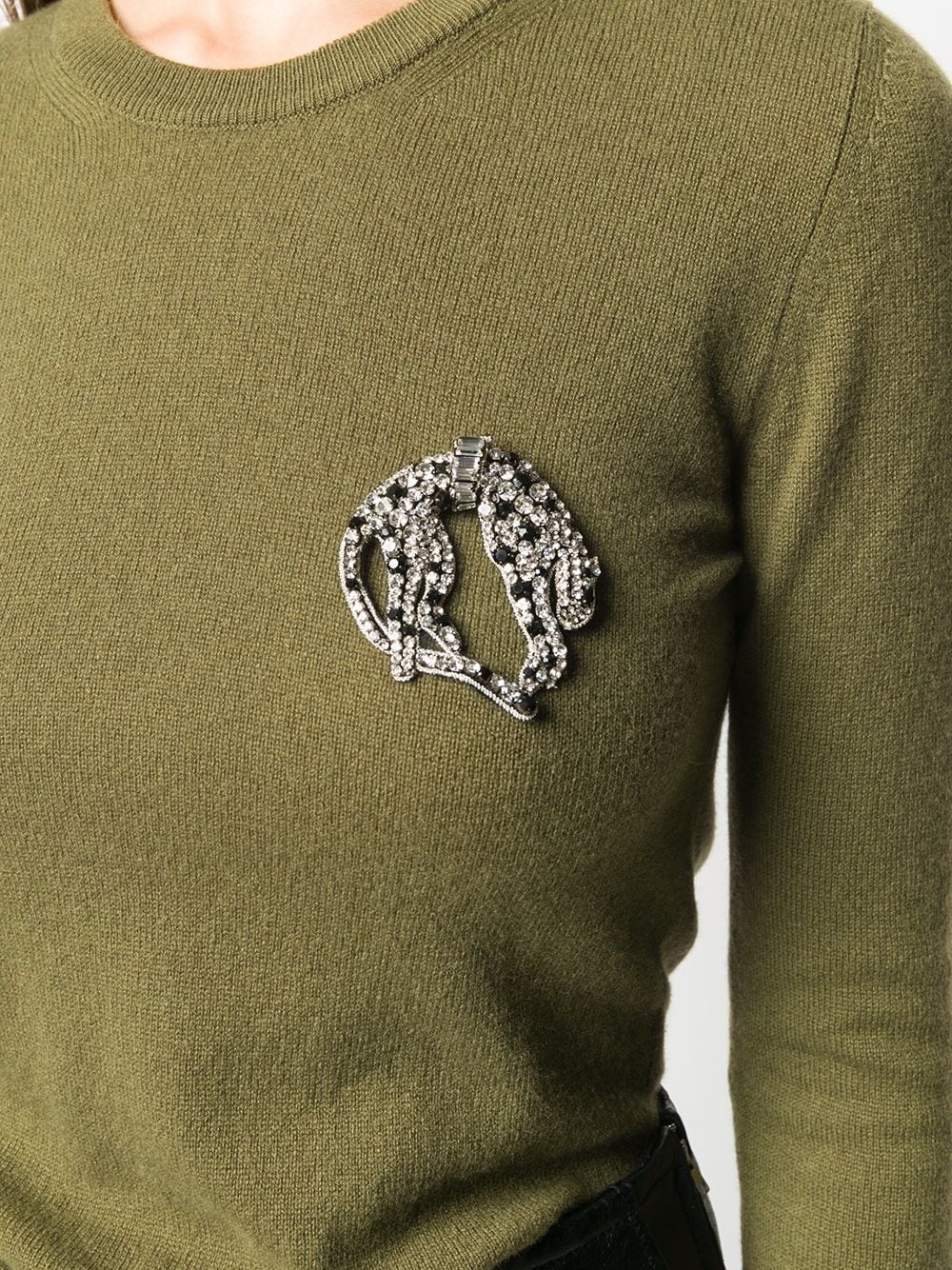 crystal-brooch cashmere jumper - 5