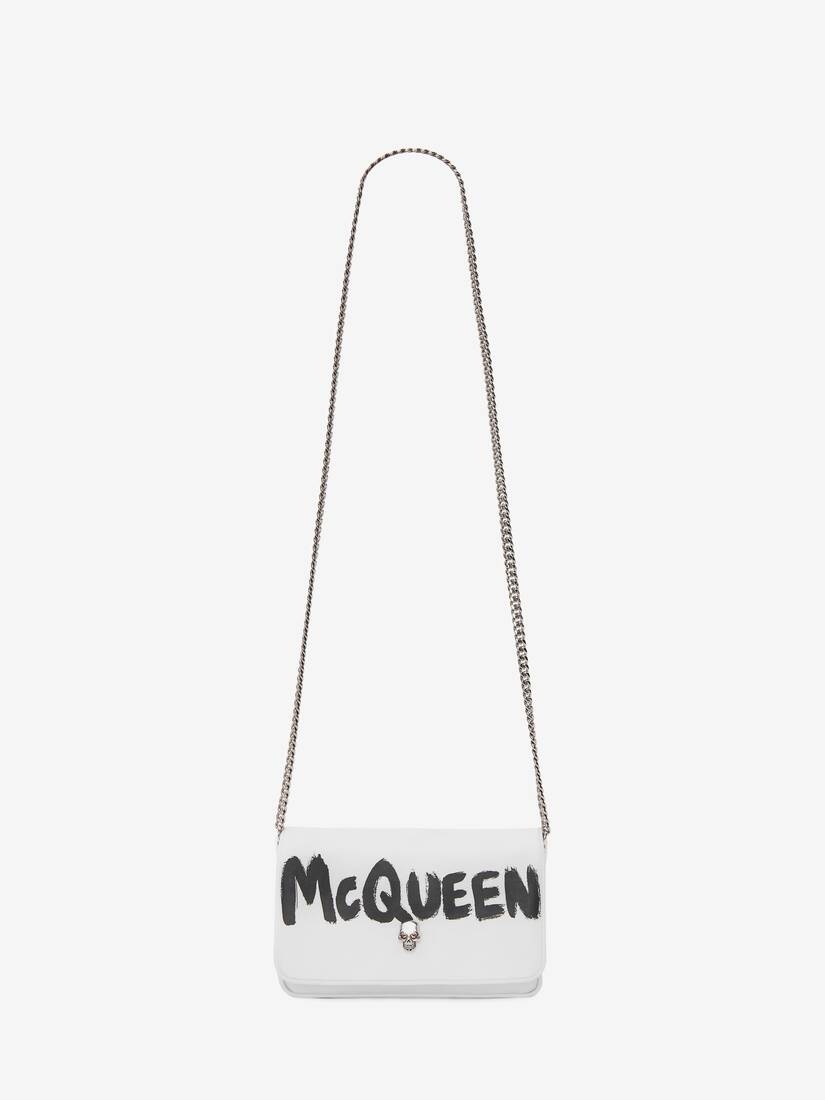 Mcqueen Graffiti Small Skull Bag in White/black - 5