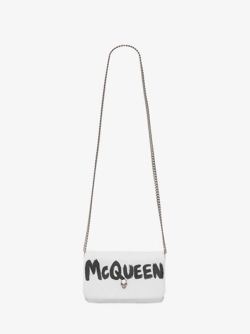 Mcqueen Graffiti Small Skull Bag in White/black 5