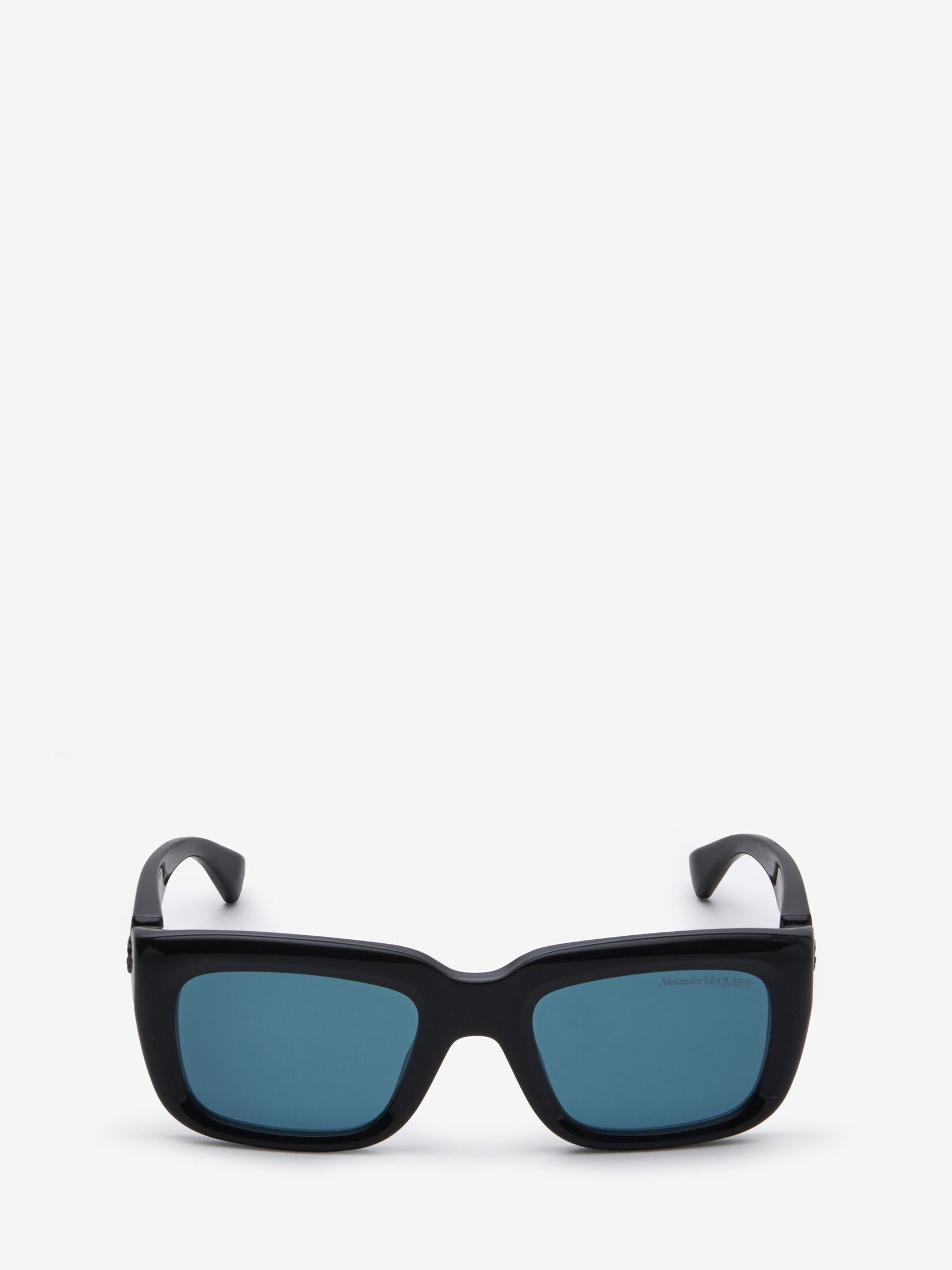 Men's Floating Skull Rectangular Sunglasses in Black/blue - 1