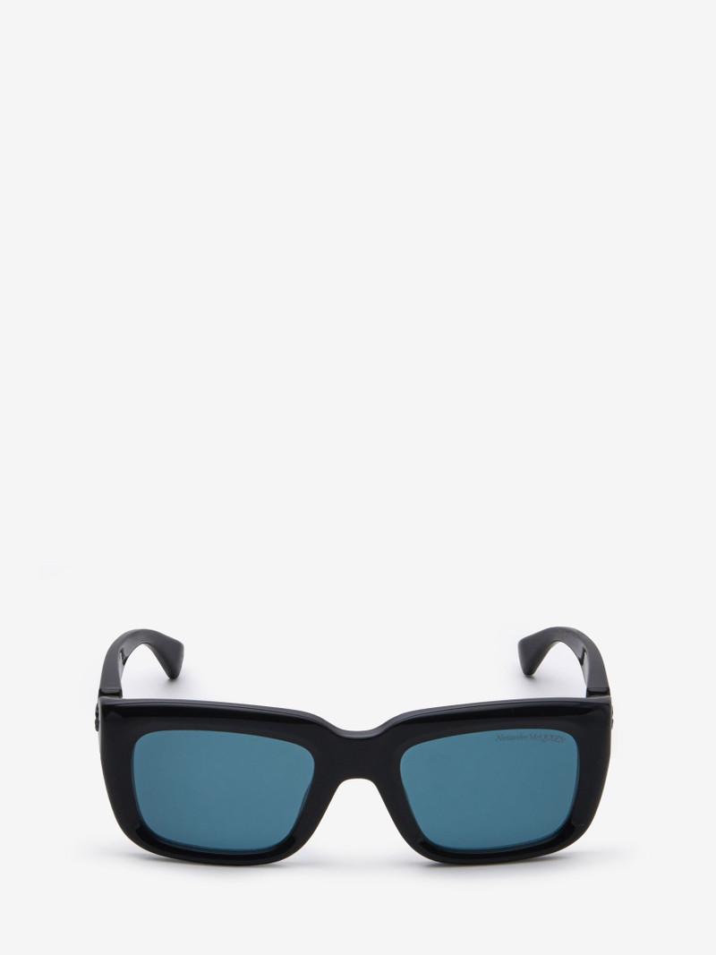 Men's Floating Skull Rectangular Sunglasses in Black/blue 1