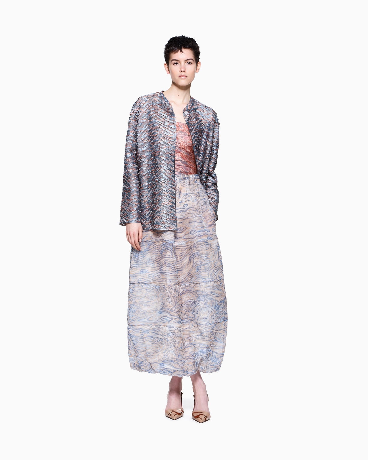 PRINTED SILK-ORGANZA, LONG SKIRT - 2