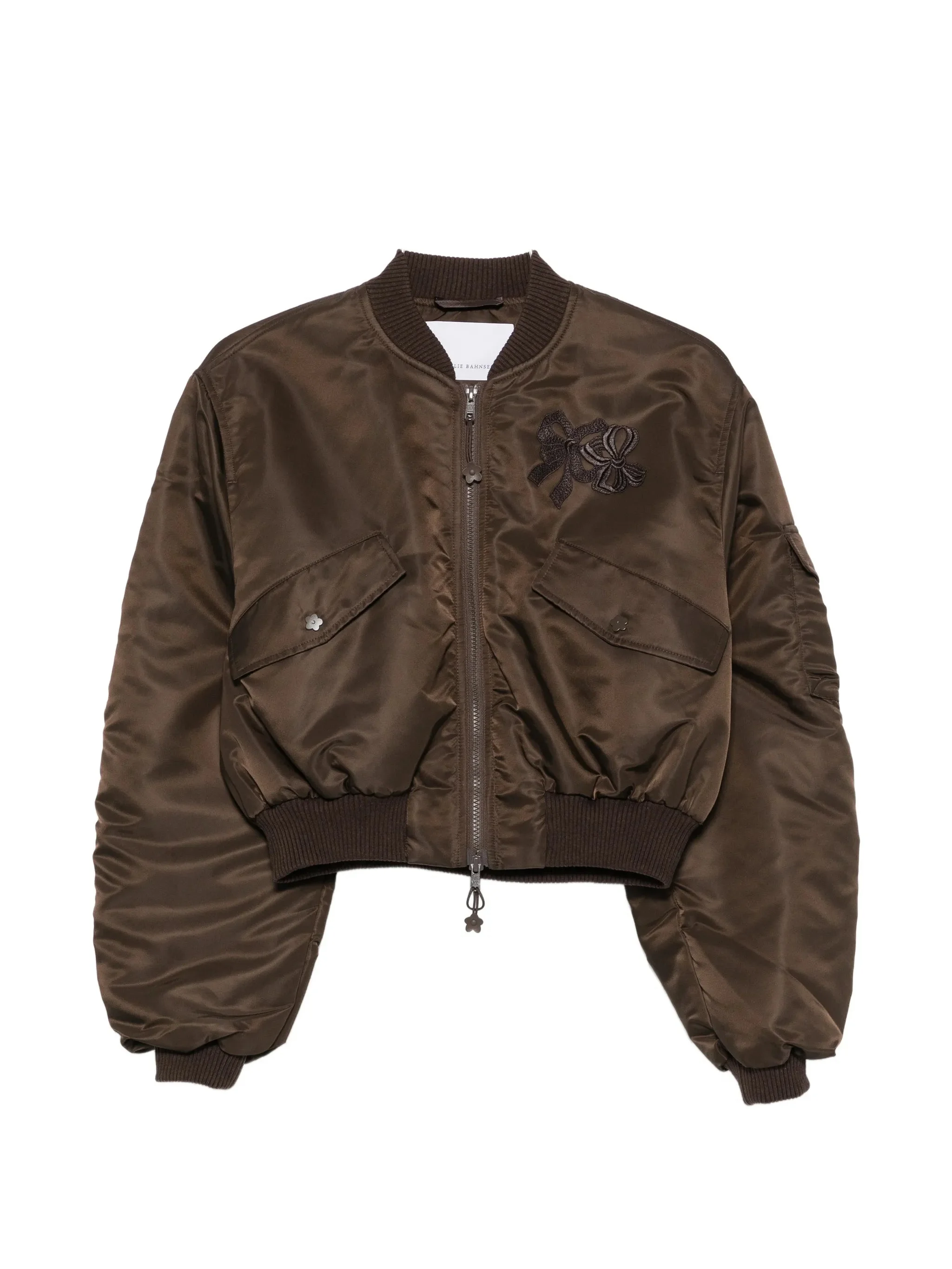 Cecilie Bahnsen Ruched-sleeve Cropped Bomber Jacket - 1