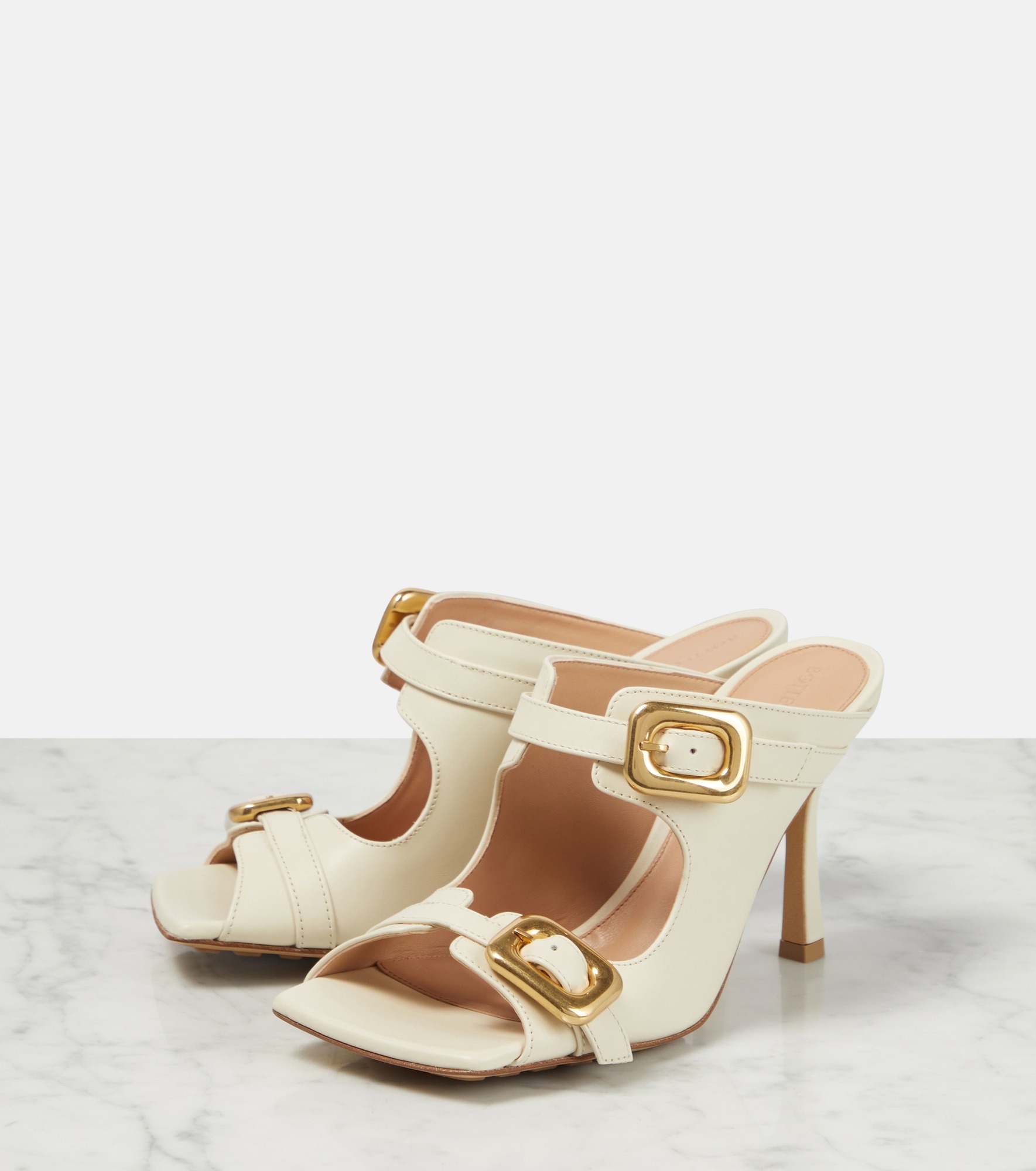 Stretch Buckle leather mules - 5