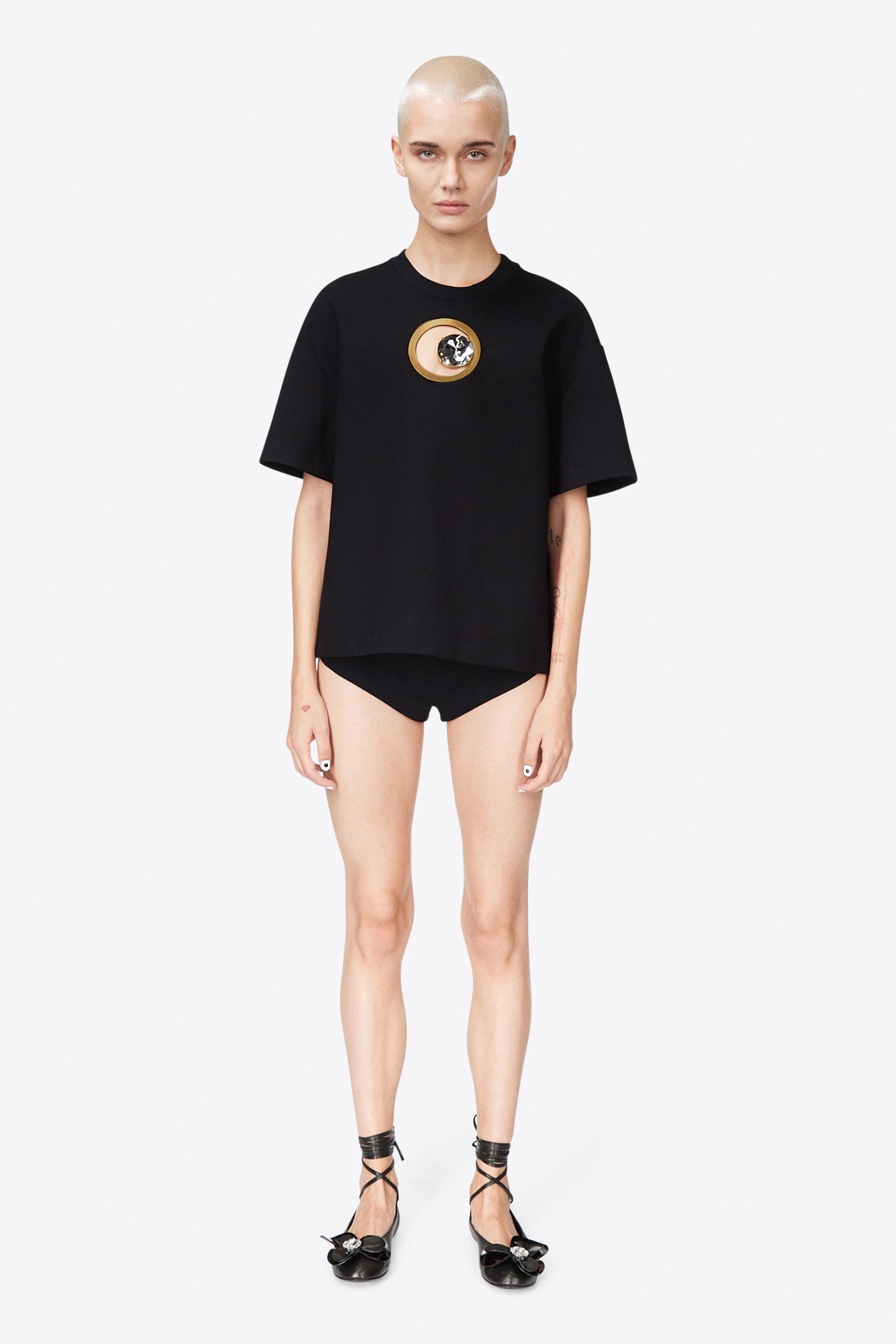 CRYSTAL EYELET RELAXED T-SHIRT - 3