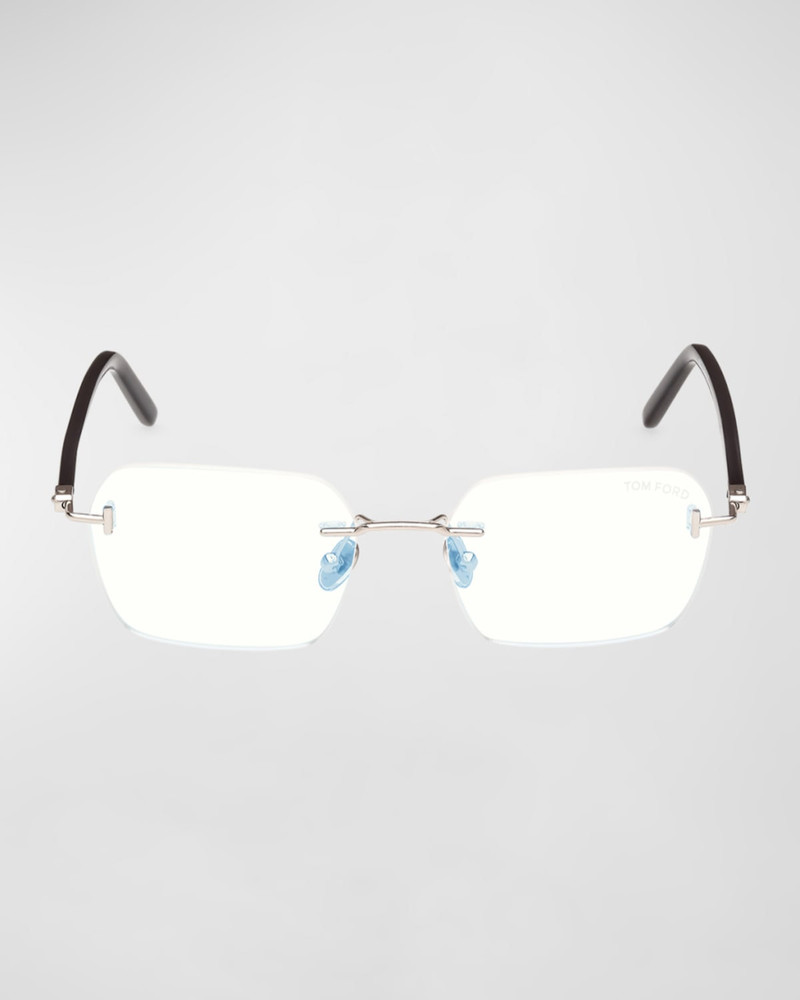Rimless Mixed-Media Rectangle Sunglasses 3