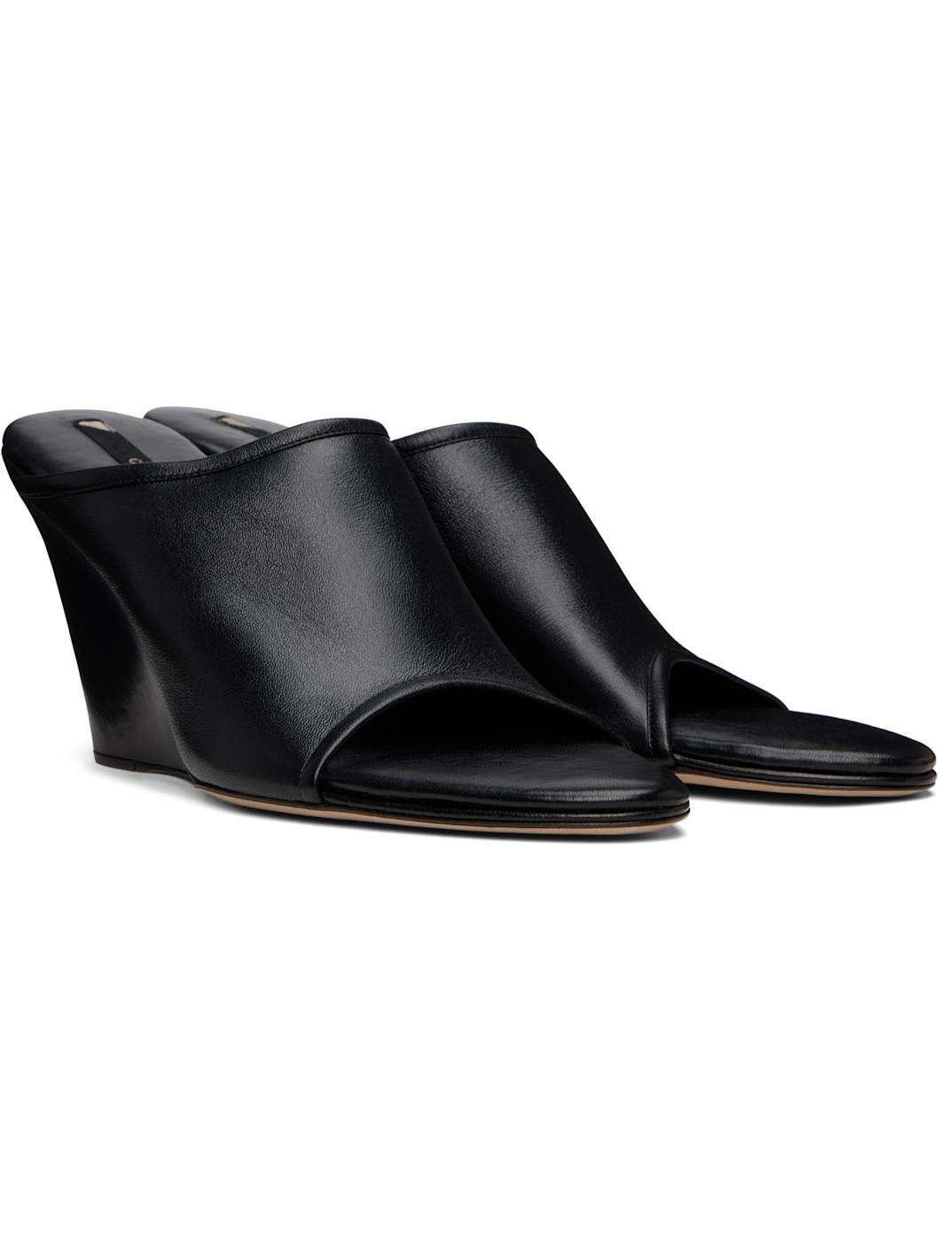 Black 75mm Stretch Mules - 4