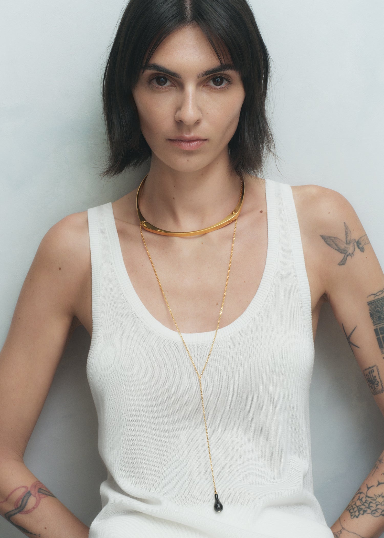 Onyx drop necklace black/gold - 3
