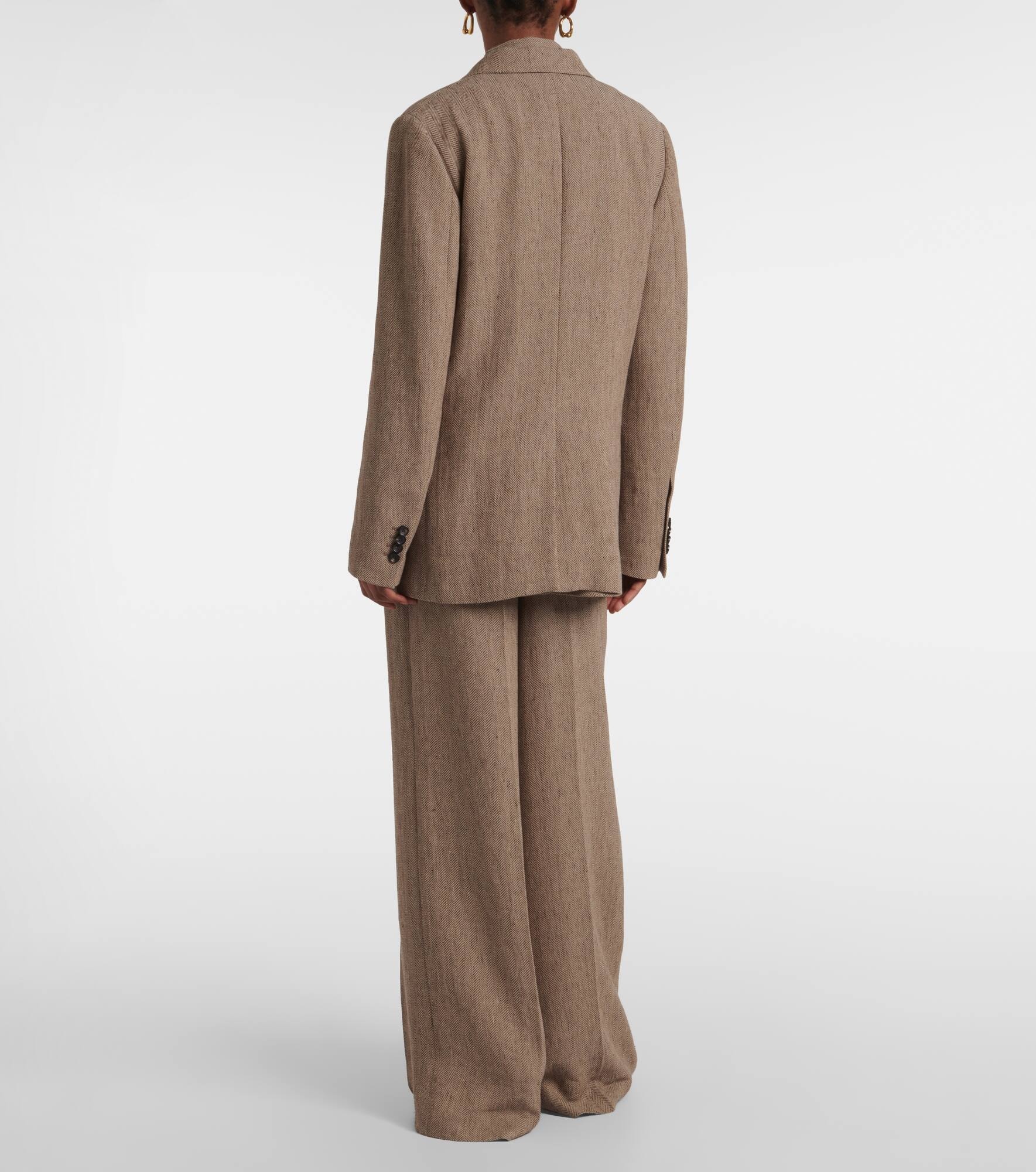 Genny chevron linen crêpe blazer - 3