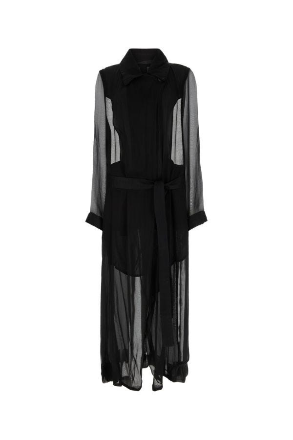 Ann Demeulemeester Woman Black Crepe Georgine Trench Coat - 1