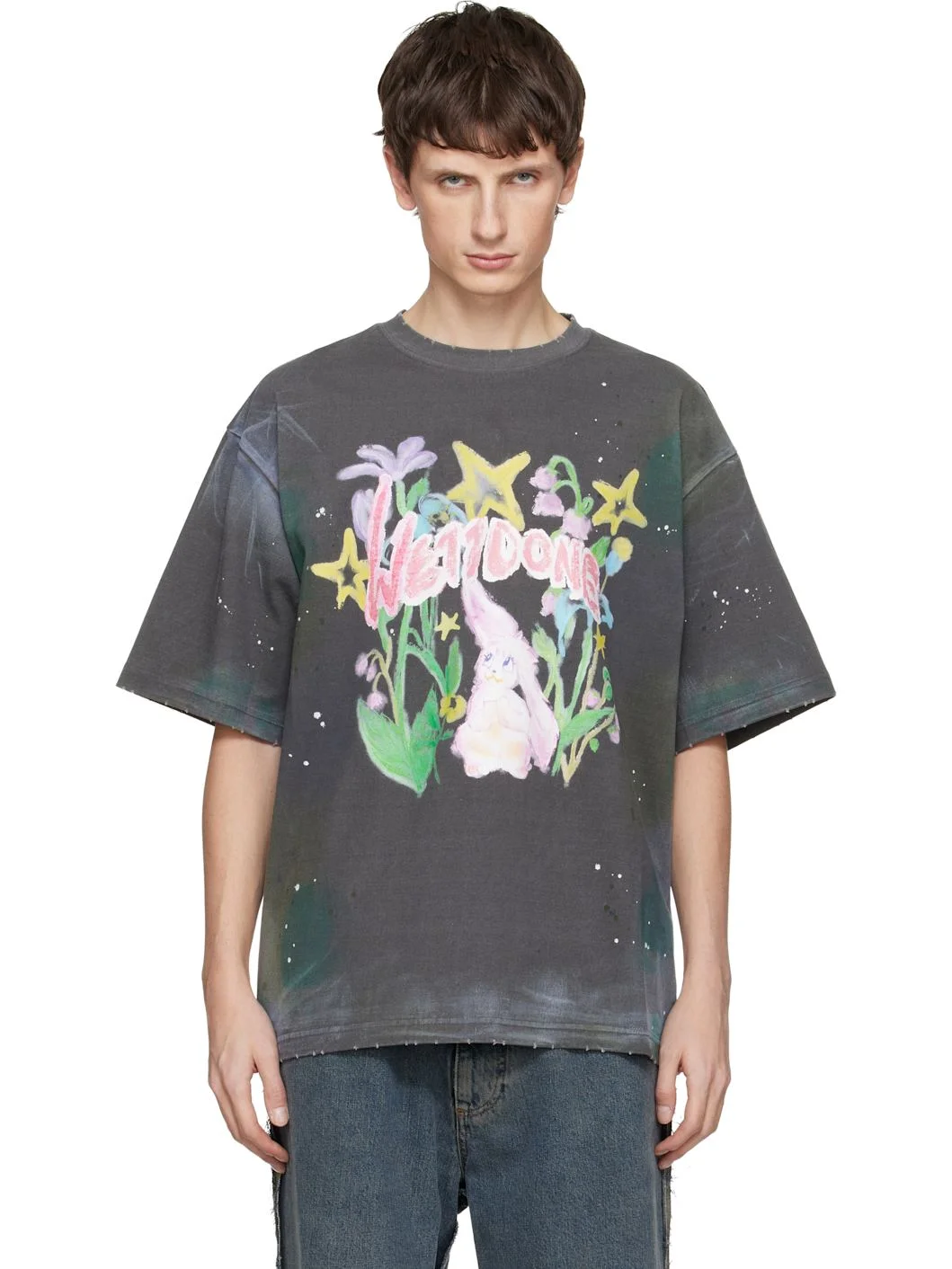 Gray Dirty Painting T-shirt - 1