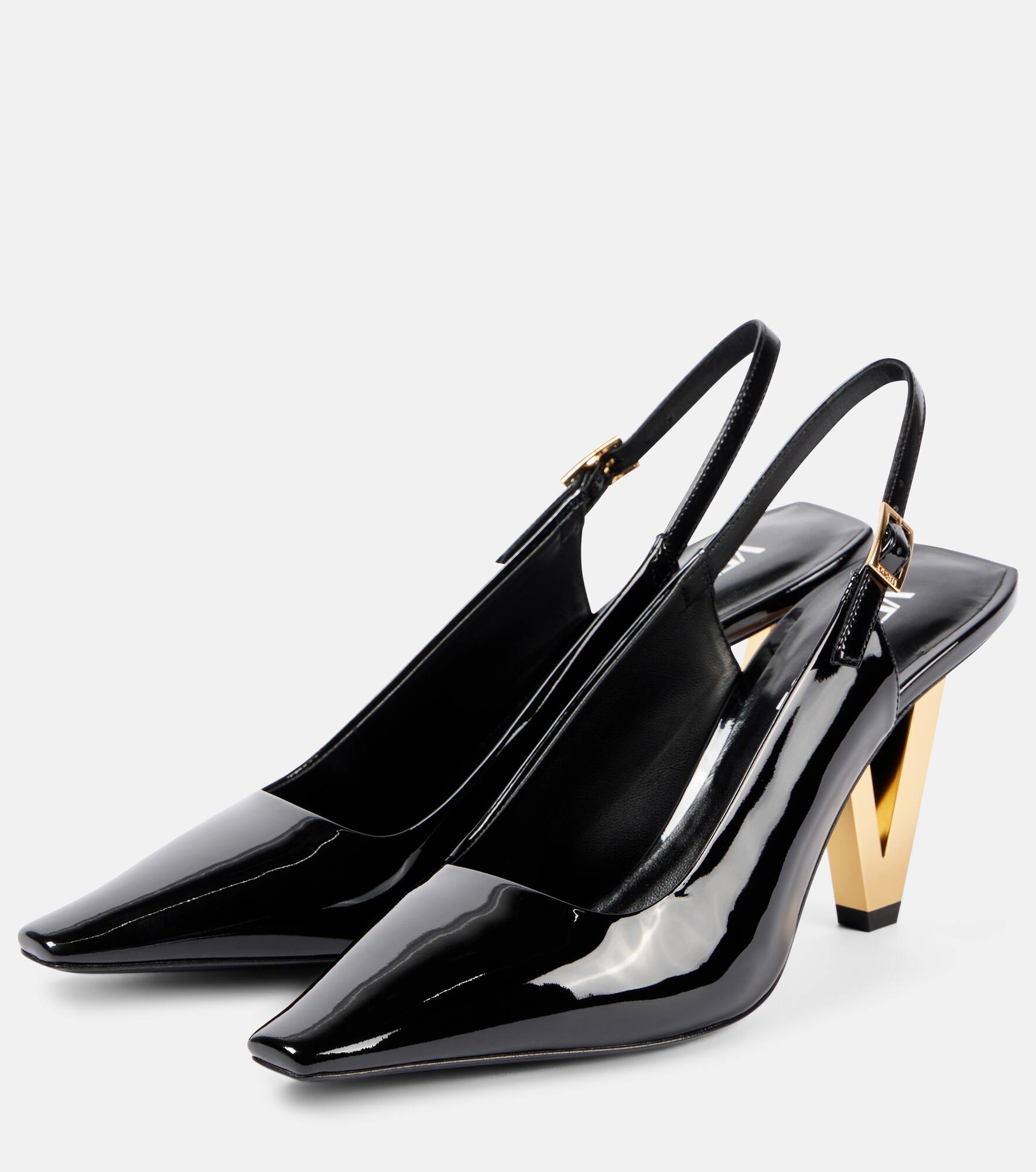 Patent leather slingback pumps - 4