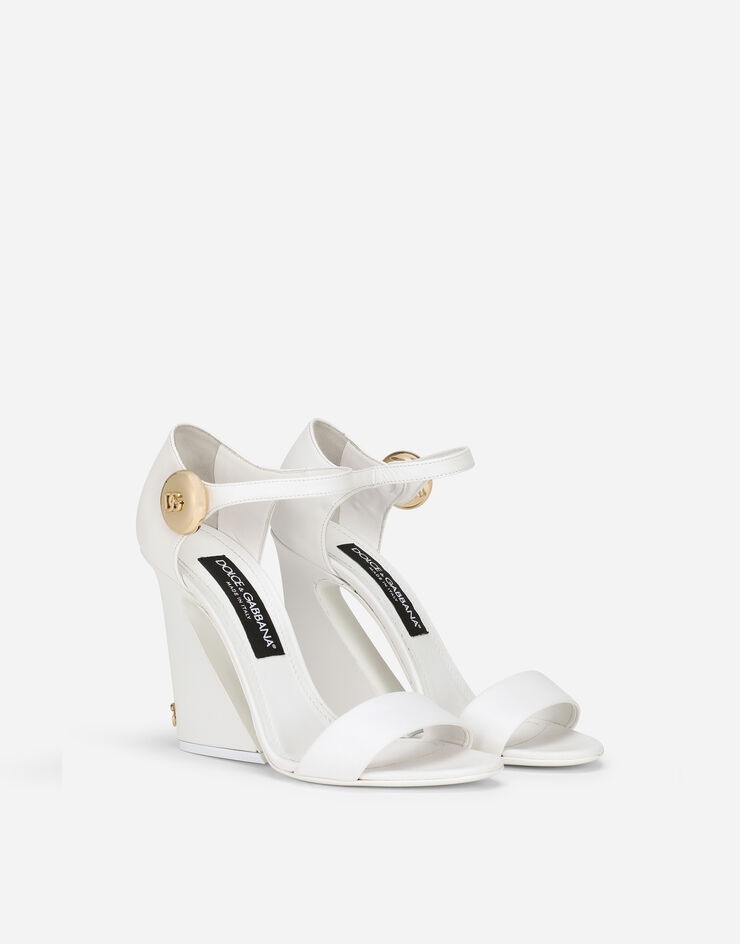 Nappa leather sandals with geometric heel - 2