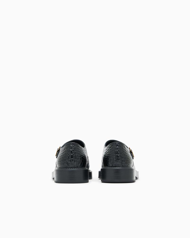 EMPORIO ARMANI CROCODILE-PRINT CALFSKIN MONKSTRAPS outlook