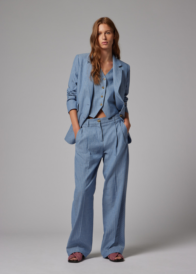 Paul Smith Women's Light Blue Pinstripe Three-Piece Suit outlook