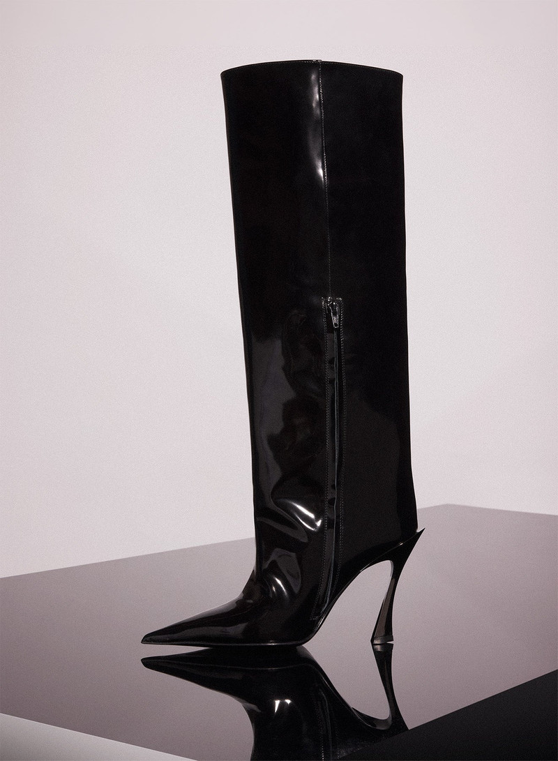 MUGLER black shiny leather fang 95 boots outlook