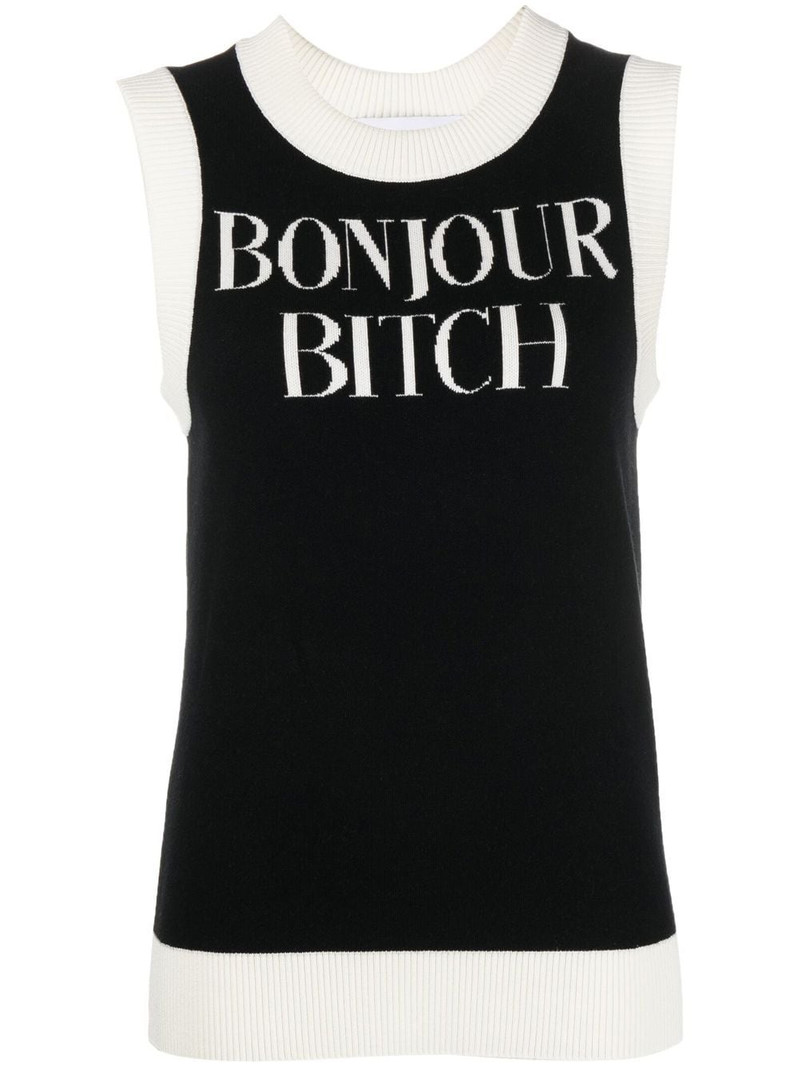 two-tone intarsia knitted tank top 1