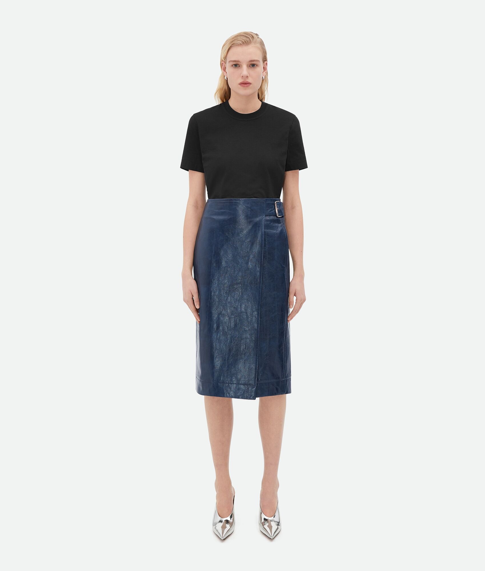 Embossed Leather Midi Skirt - 1