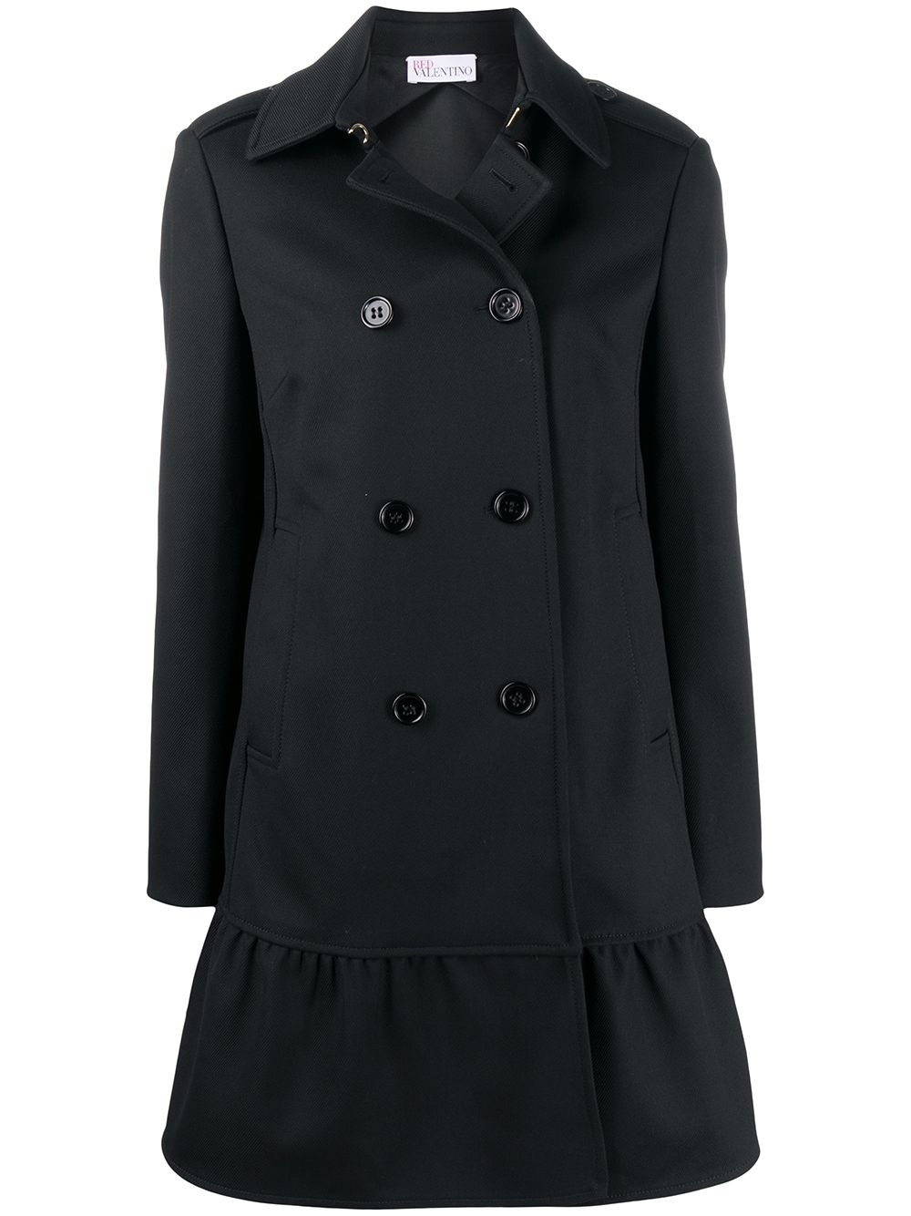 ruffled-hem double-breasted coat - 1