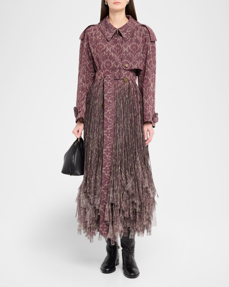 Burberry Fitzrovia Baroque Fringe Long Trench Coat outlook