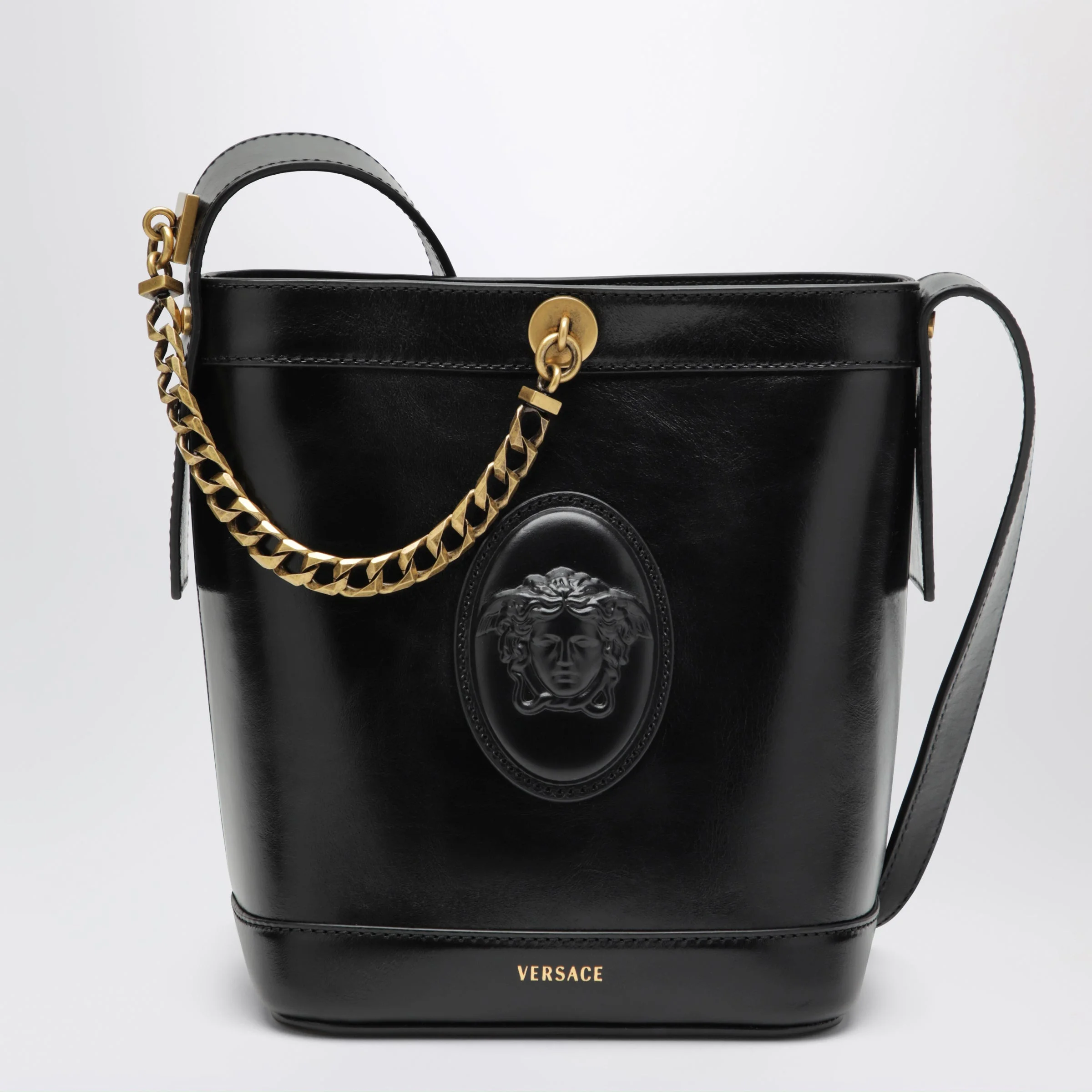 Black leather bucket bag - 1