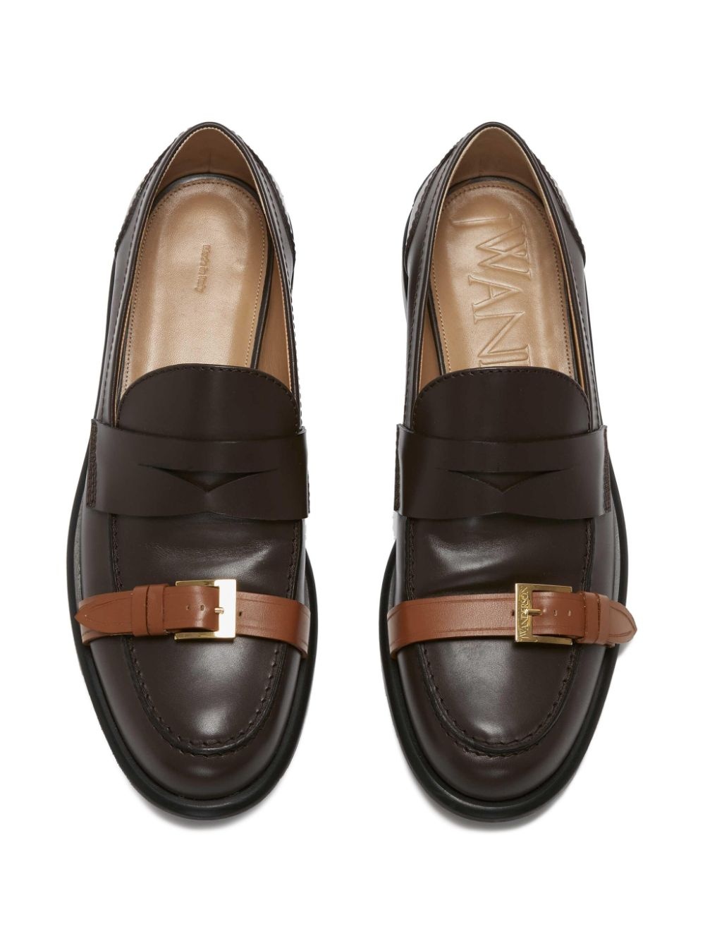 strap-detail leather loafers - 4