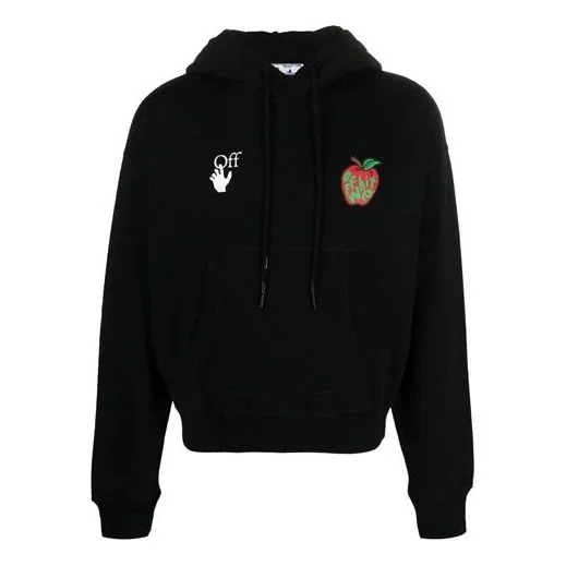 OFF-WHITE Oversized Apple Print Arrow Hoodie Black - 1
