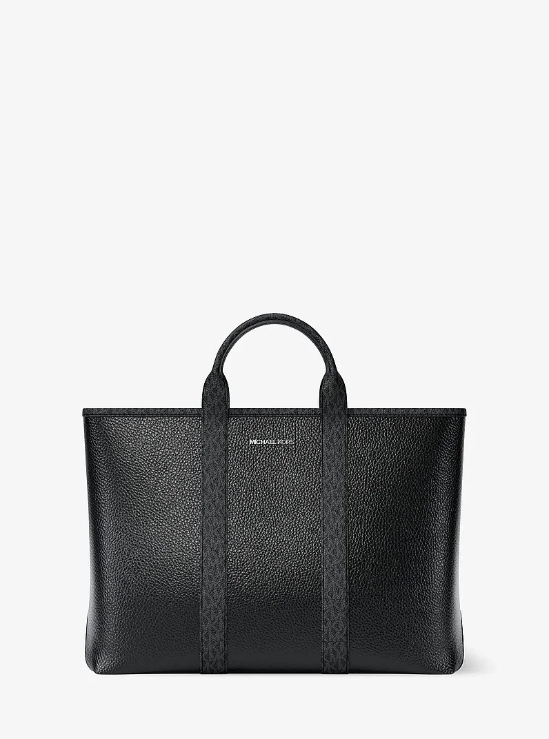 Cooper Medium Pebbled Leather and Signature Logo Tote Bag - 1