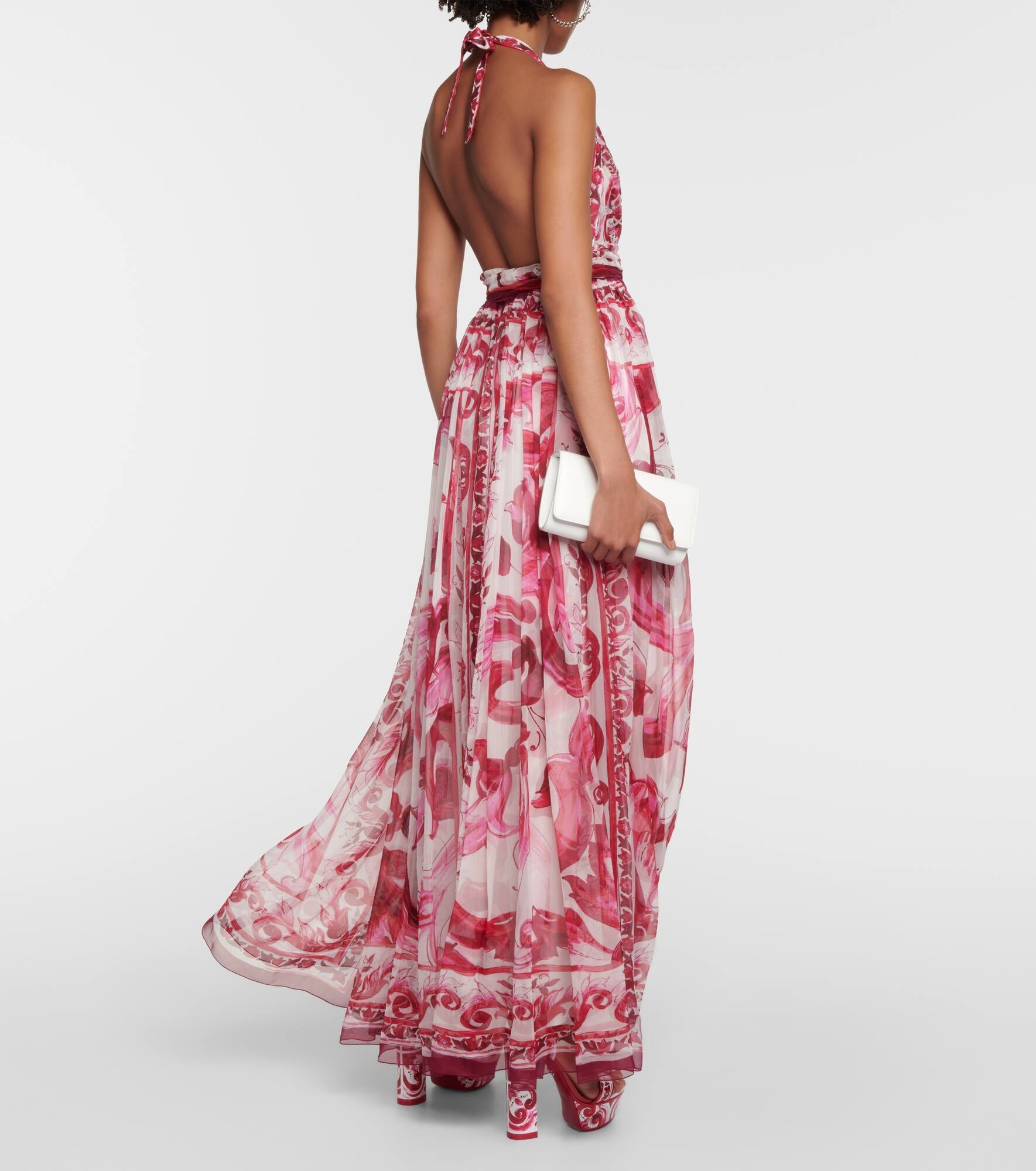 Majolica printed silk chiffon gown - 3